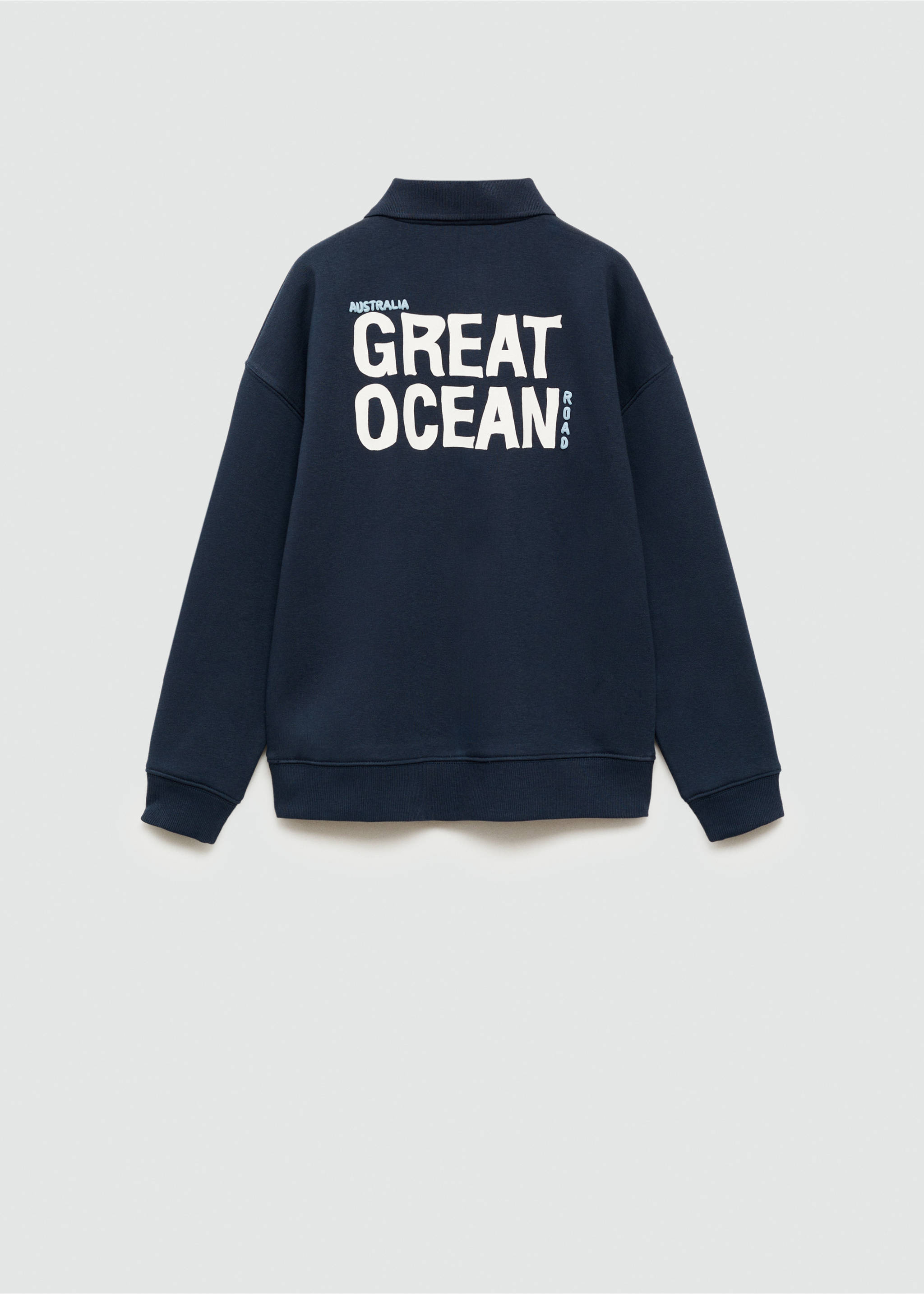 Polo sweatshirt with message - Reverse of the article, Dark Navy. Ref: 77004780-00.