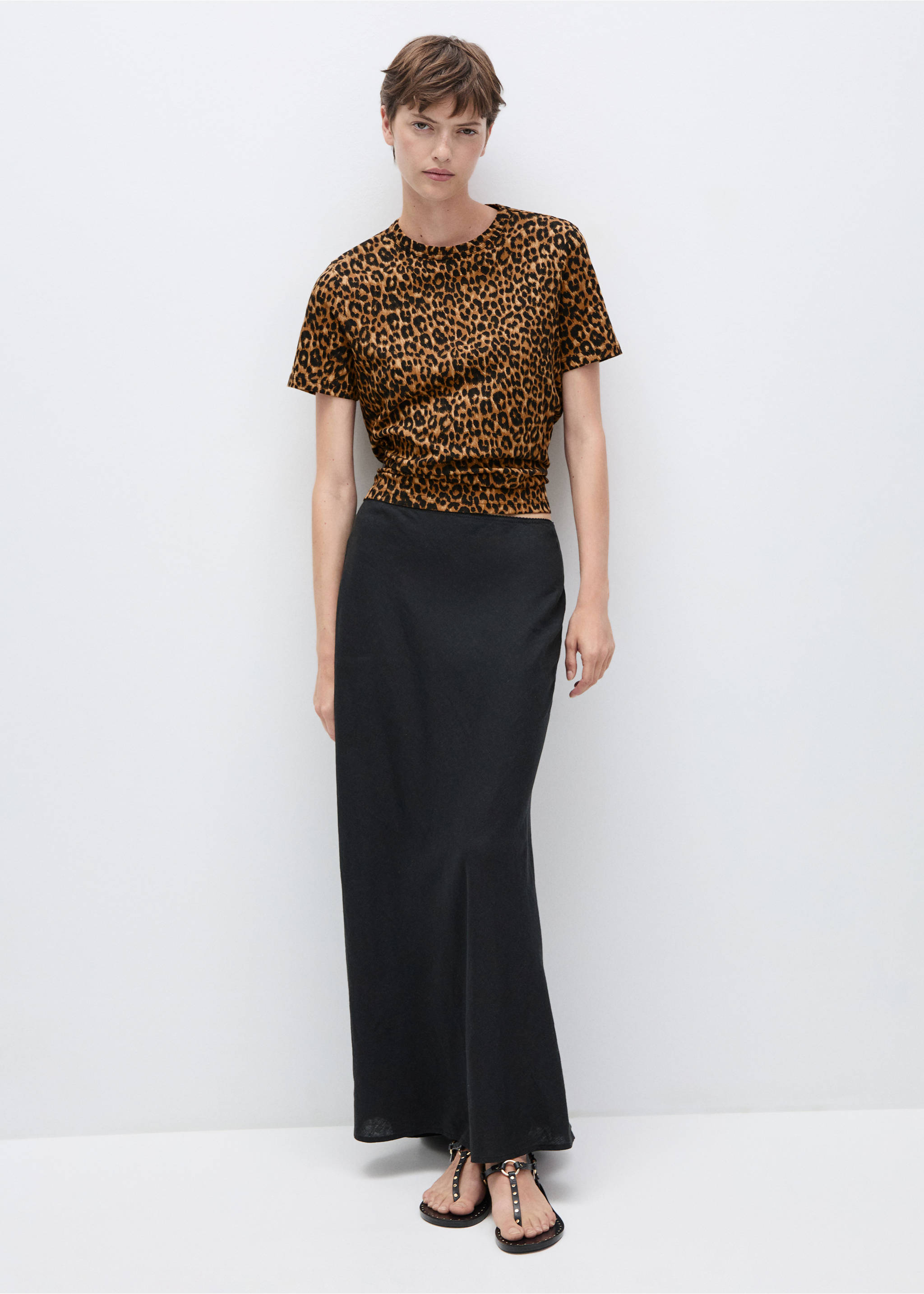 T-shirt bomull animal print - Allmän bild, Brun. Ref: 77004787-00.