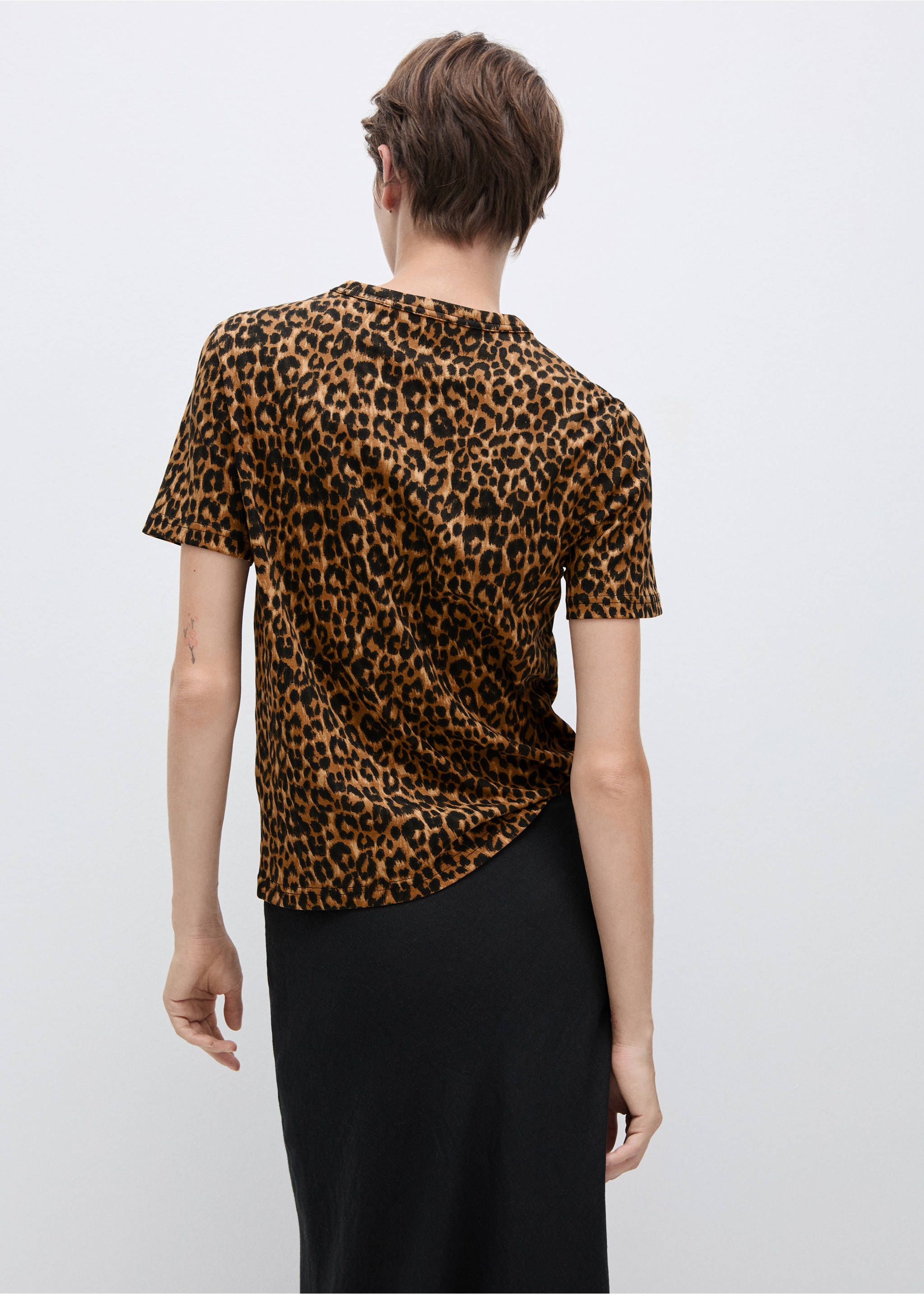 T-shirt bomull animal print - Artikelns baksida, Brun. Ref: 77004787-00.