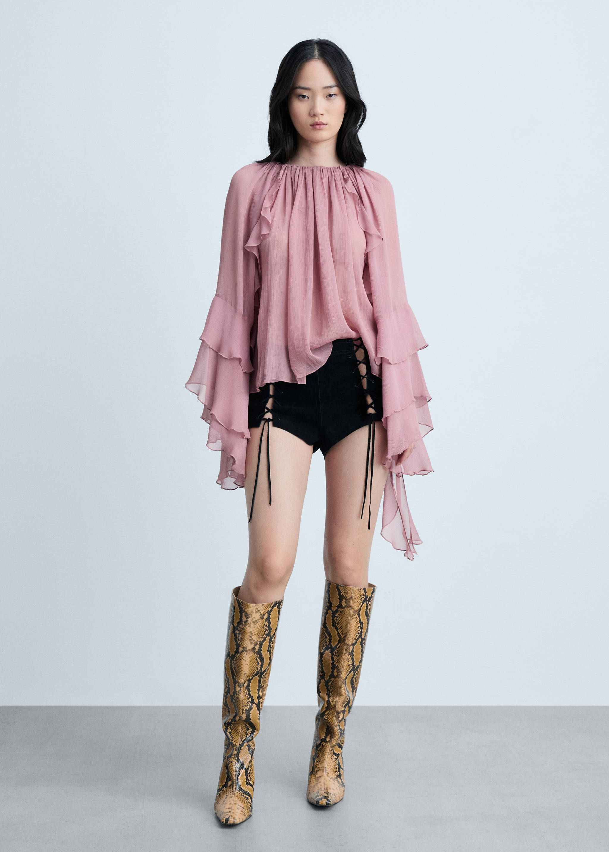 Ruffled chiffon blouse - General plane