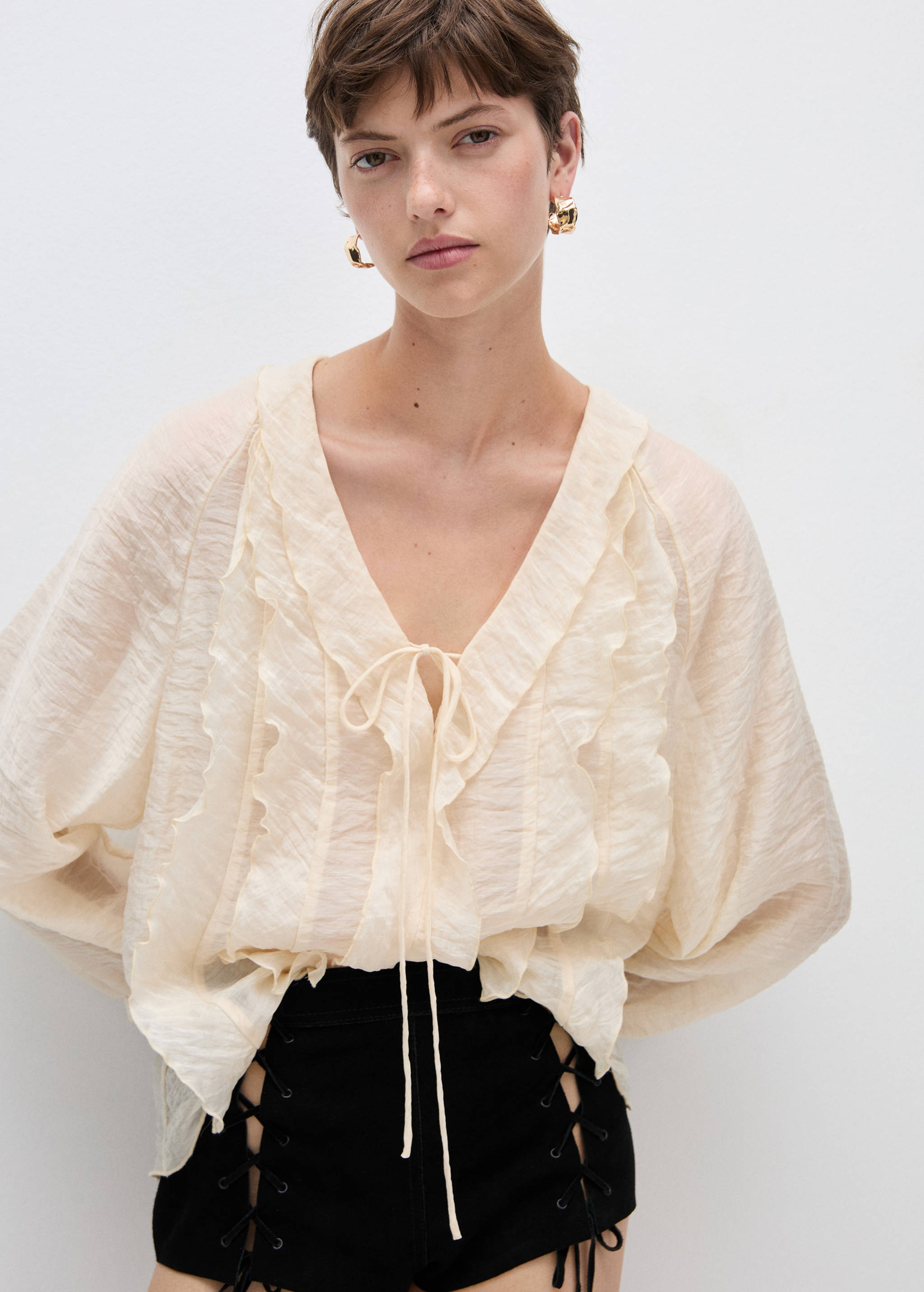 Lyocell blouse with bow - Medium plane