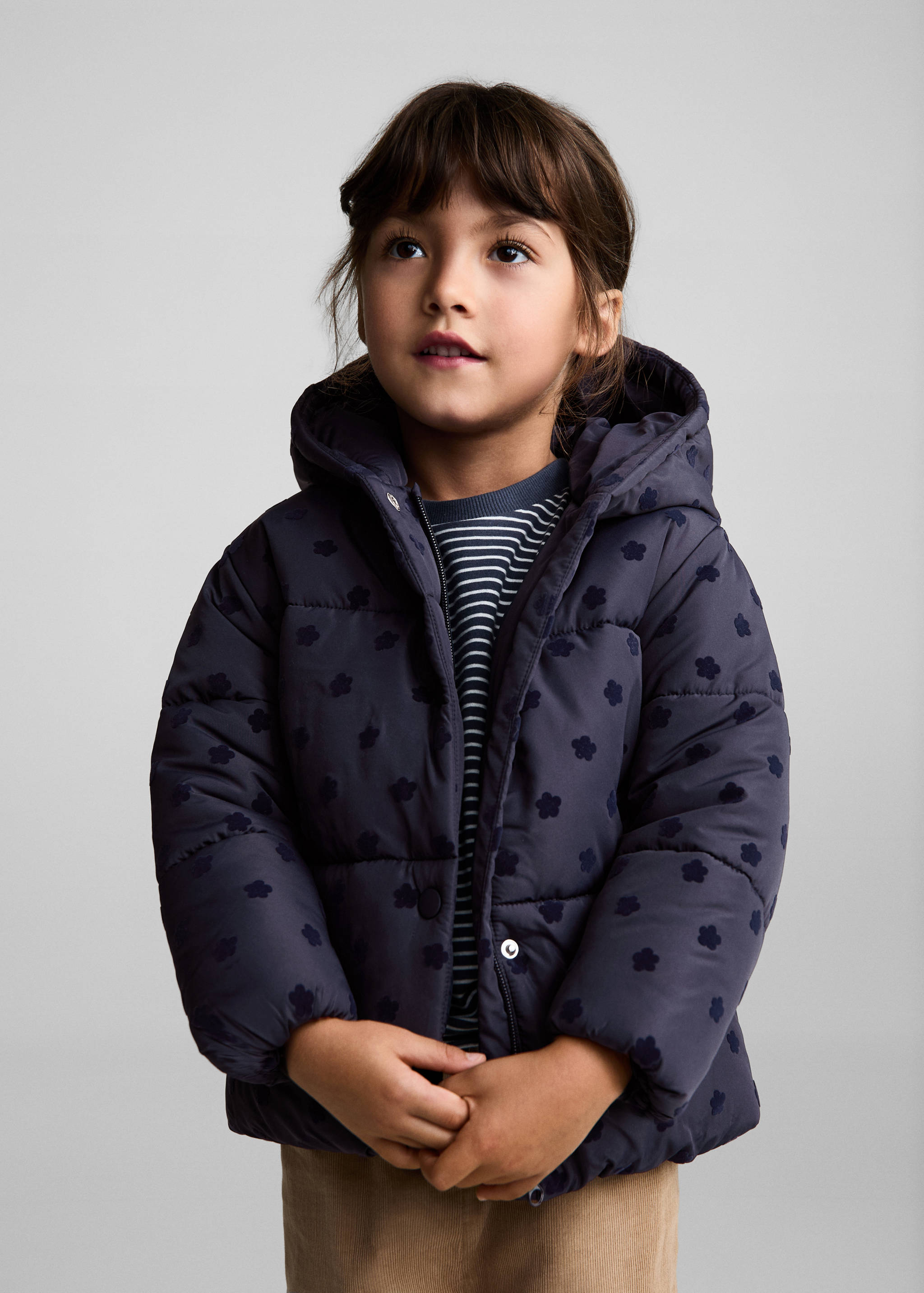 Anorak acolchado estampado floral - Plano medio