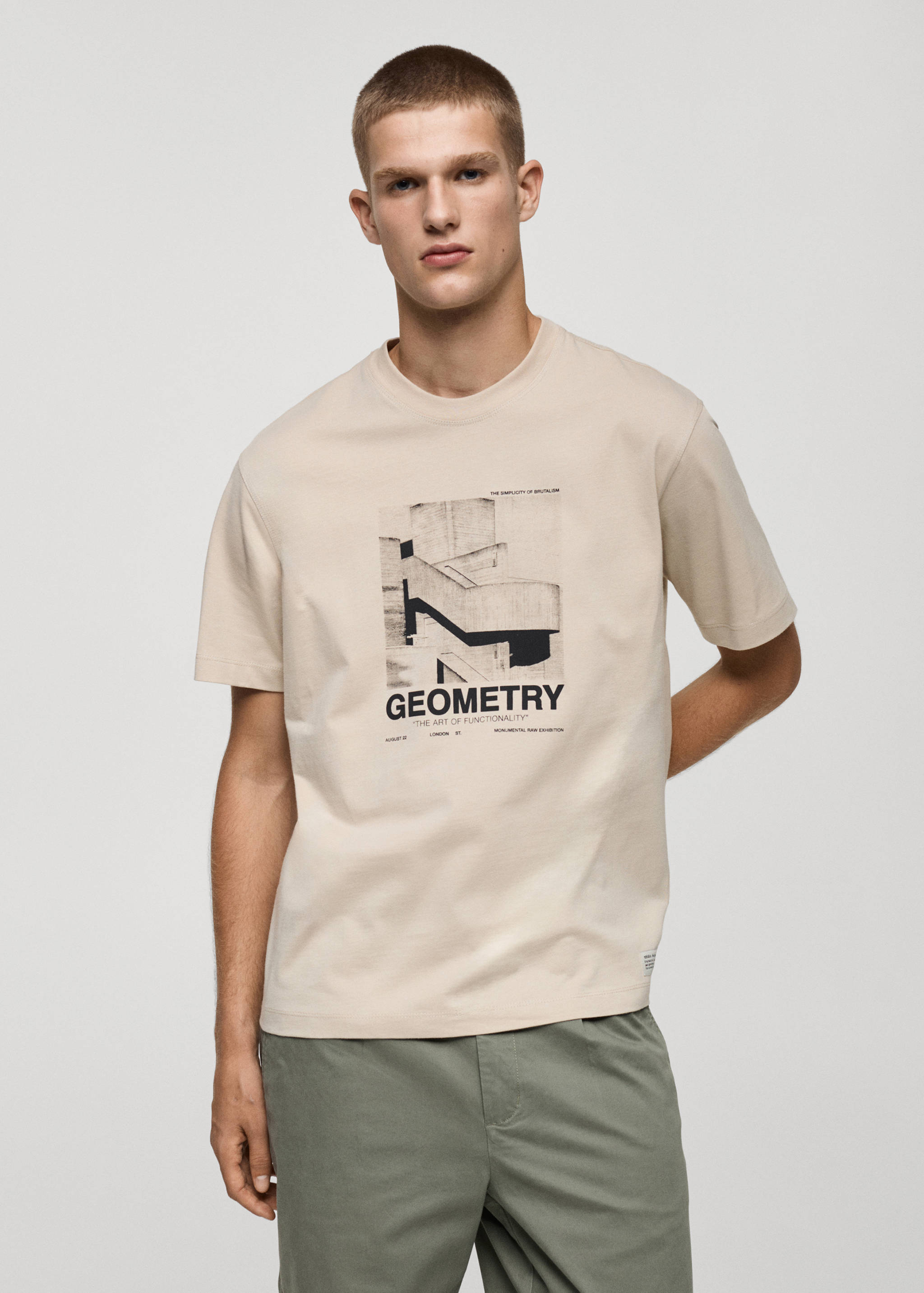 T-shirt de 100% algodão com estampado gráfico à frente - Plano médio