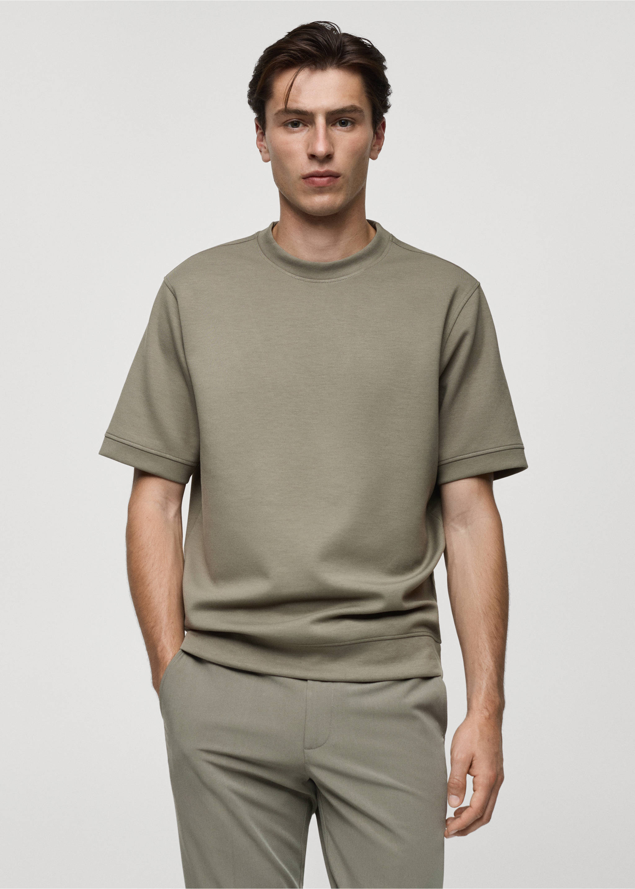 Regular-fit sweatshirt - Medium plane, Medium Green. Ref: 77005153-00.