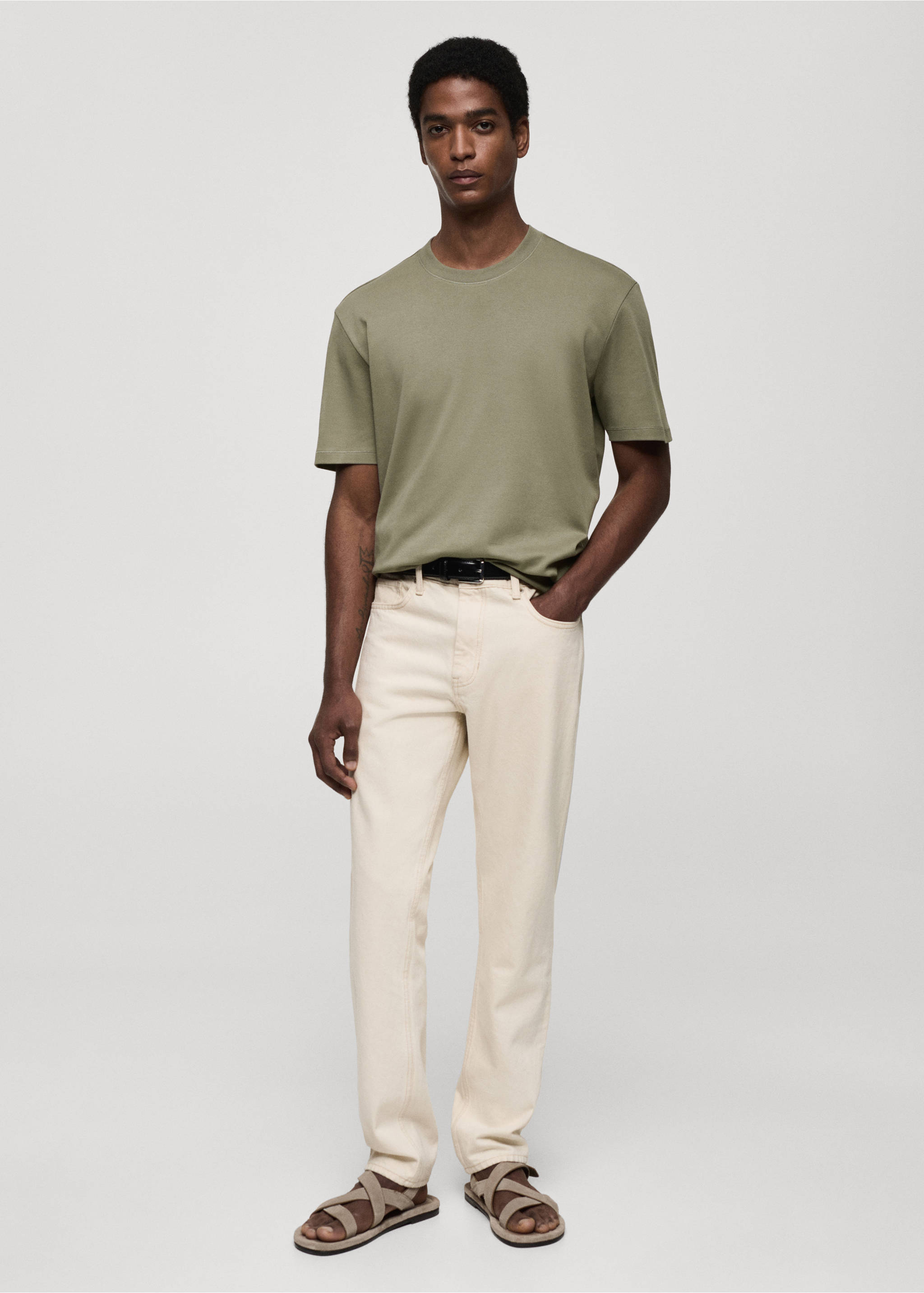 Regular-fit 100% cotton t-shirt - General plane, Medium Green. Ref: 77005154-00.