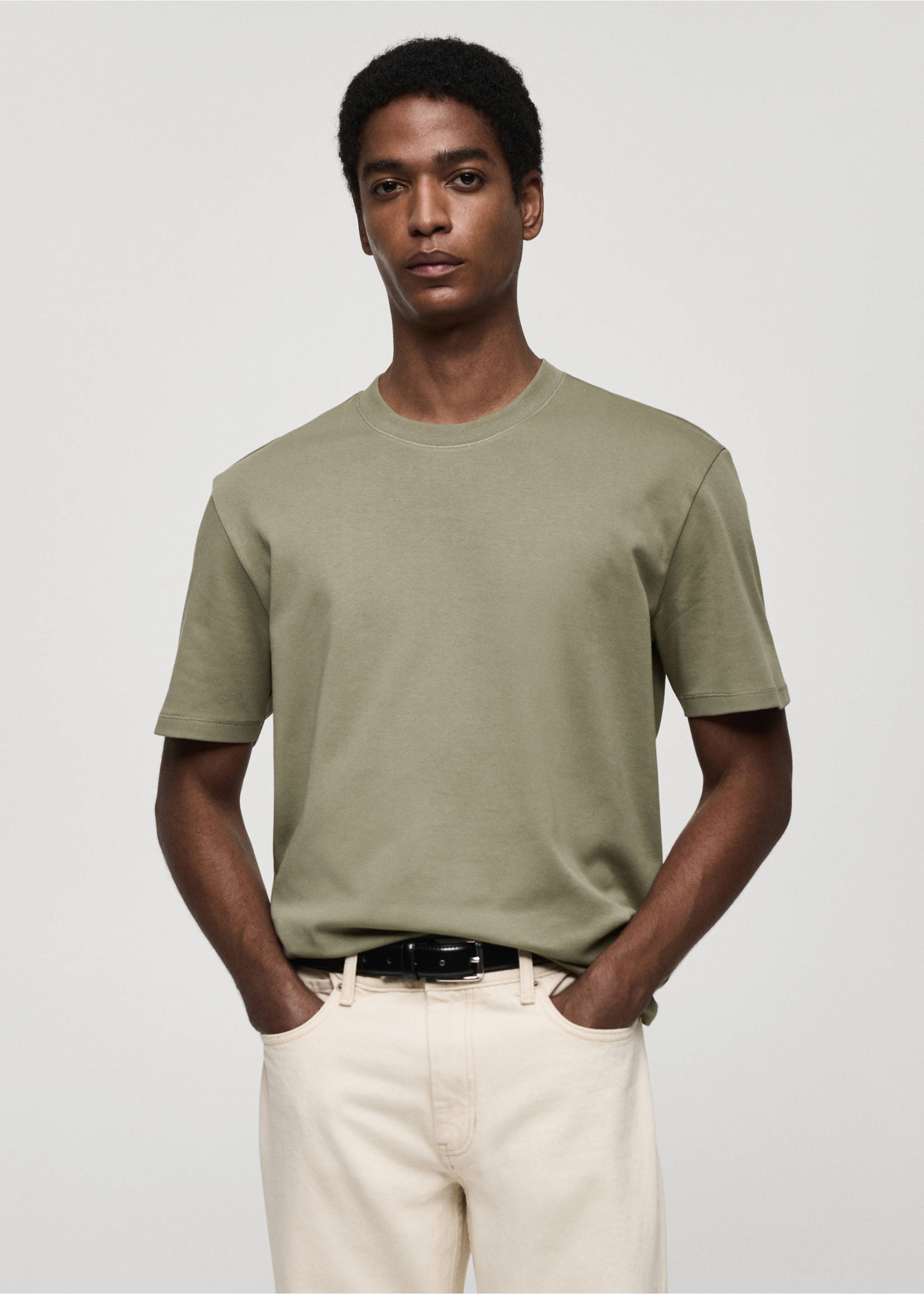 Regular-fit 100% cotton t-shirt - Medium plane, Medium Green. Ref: 77005154-00.