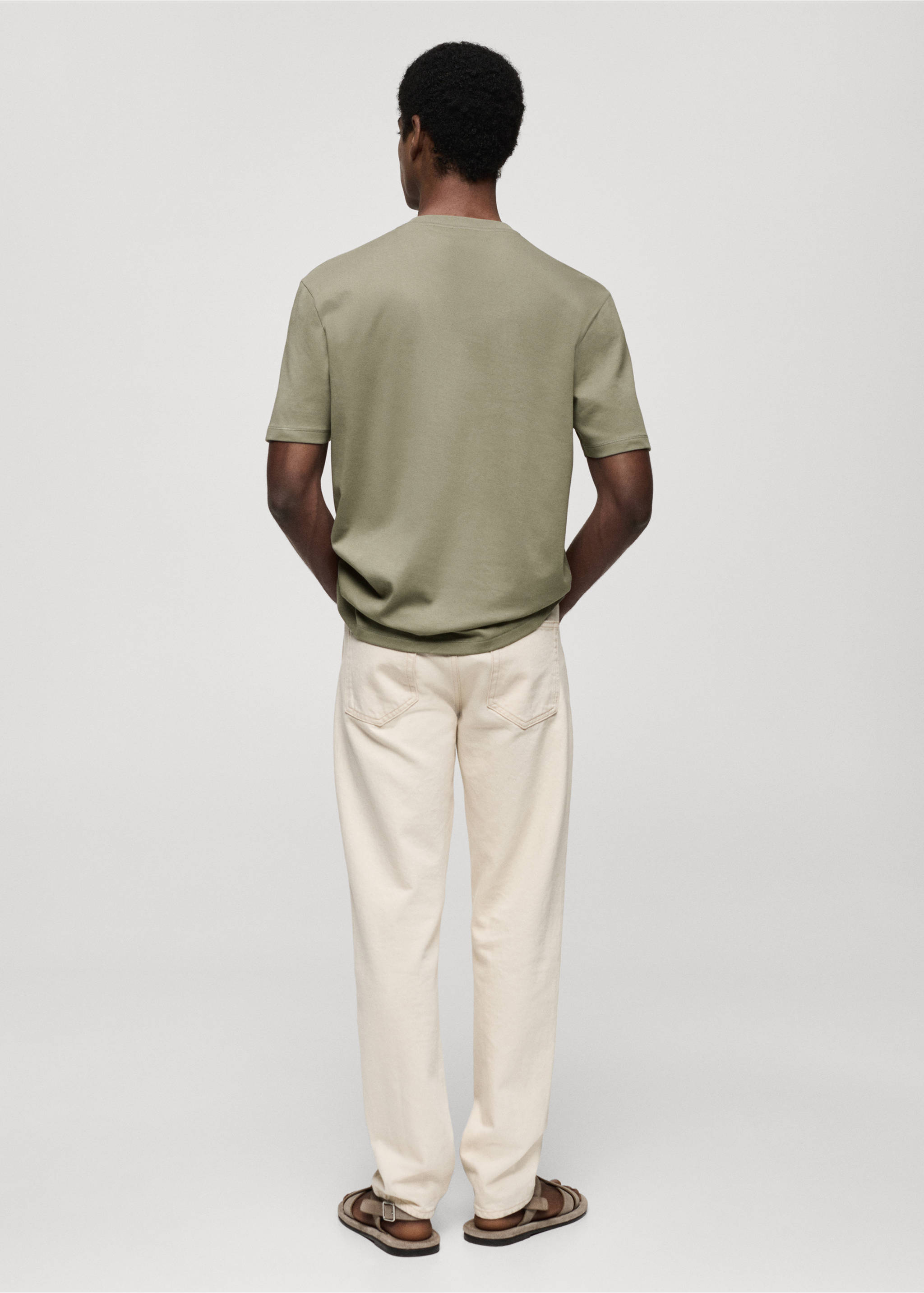 Regular-fit 100% cotton t-shirt - Reverse of the article, Medium Green. Ref: 77005154-00.