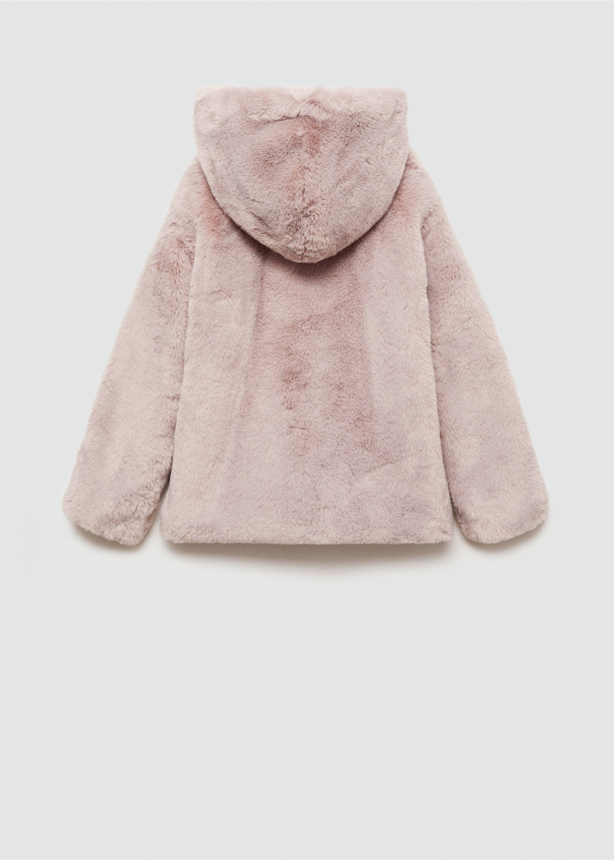 Abrigo capucha pelo - Reverso del artículo, Rosa. Ref: 77005636-00.