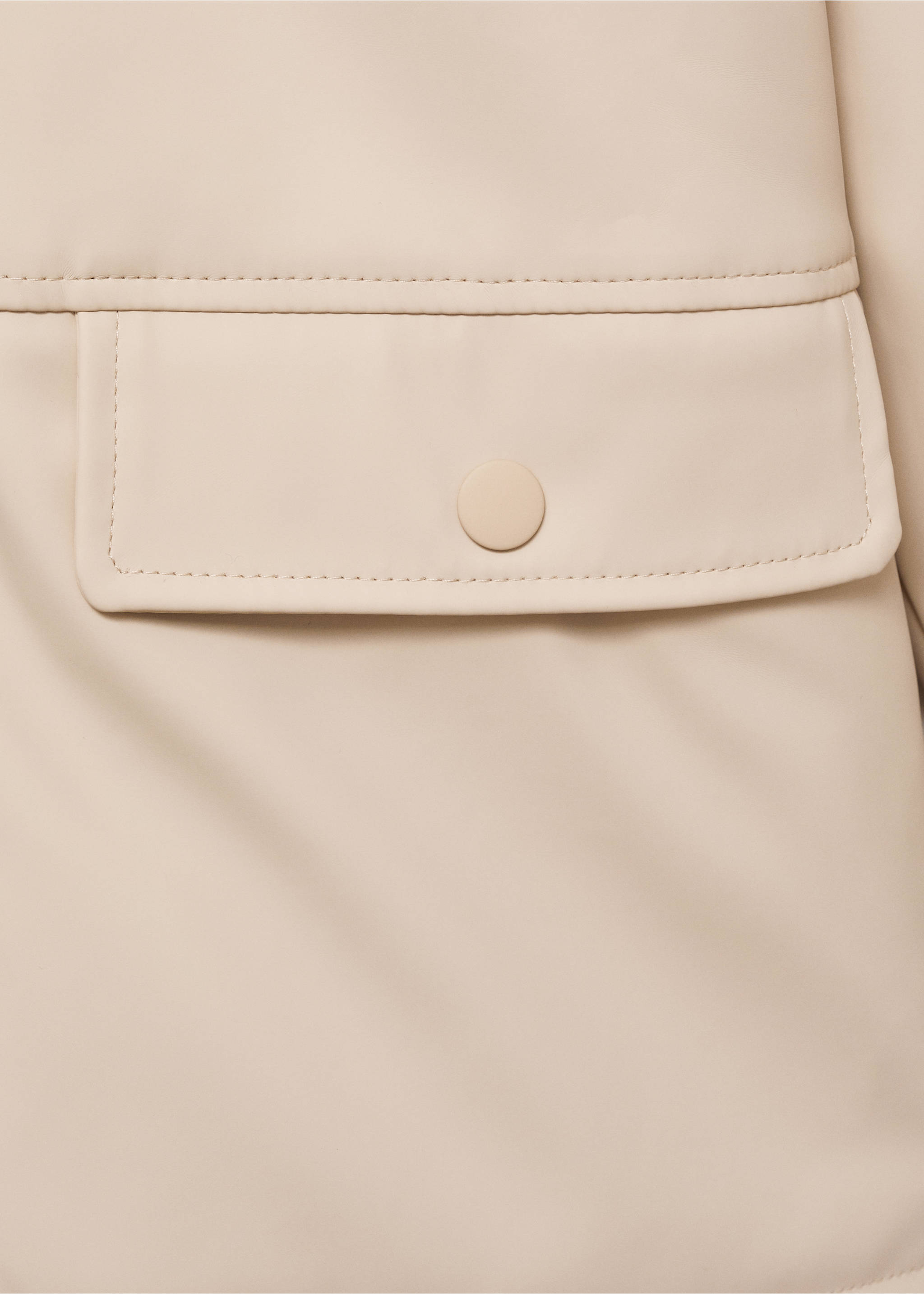 Hooded water-repellent coat - Details of the article 8, Ecru. Ref: 77005637-00.