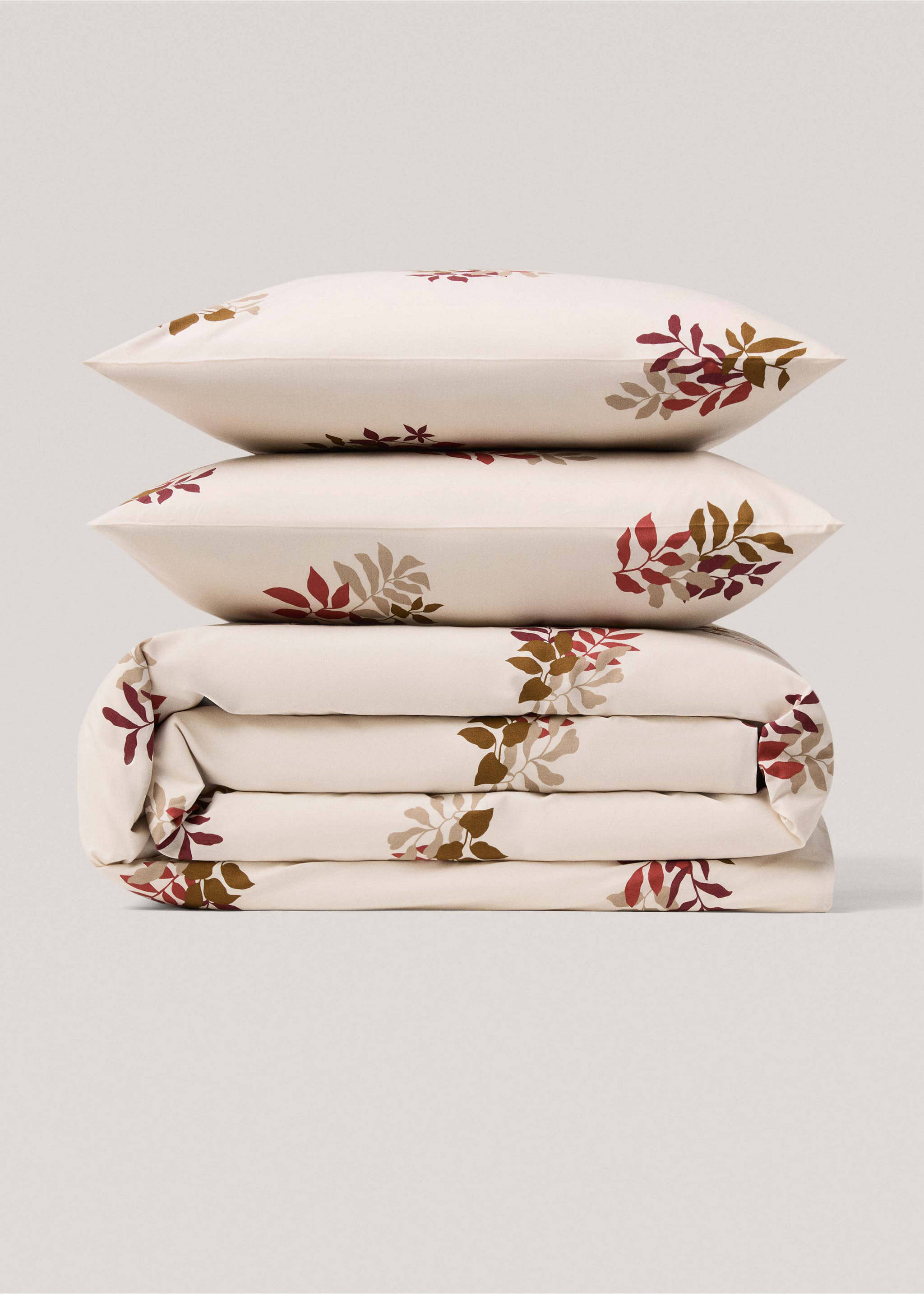 Bettbezug aus 100 % Baumwolle mit floralem Design für 150 cm Bett - Artikel ohne Model, Mittelbraun. Ref: 77005640-00.