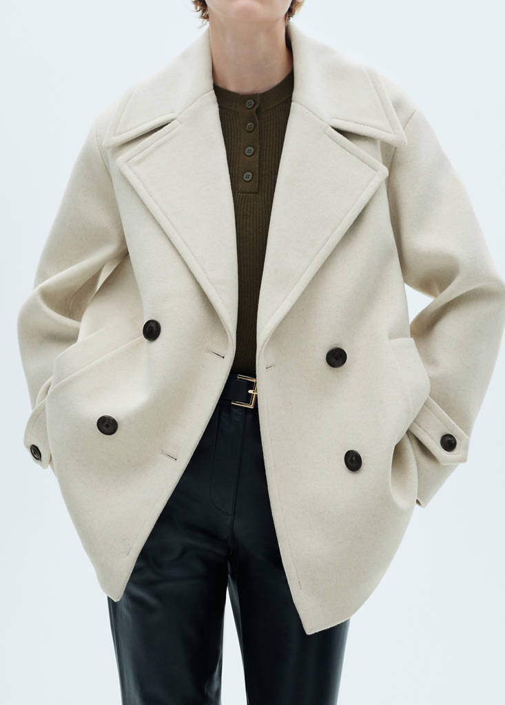 Wool double-breasted coat with buttons - Women