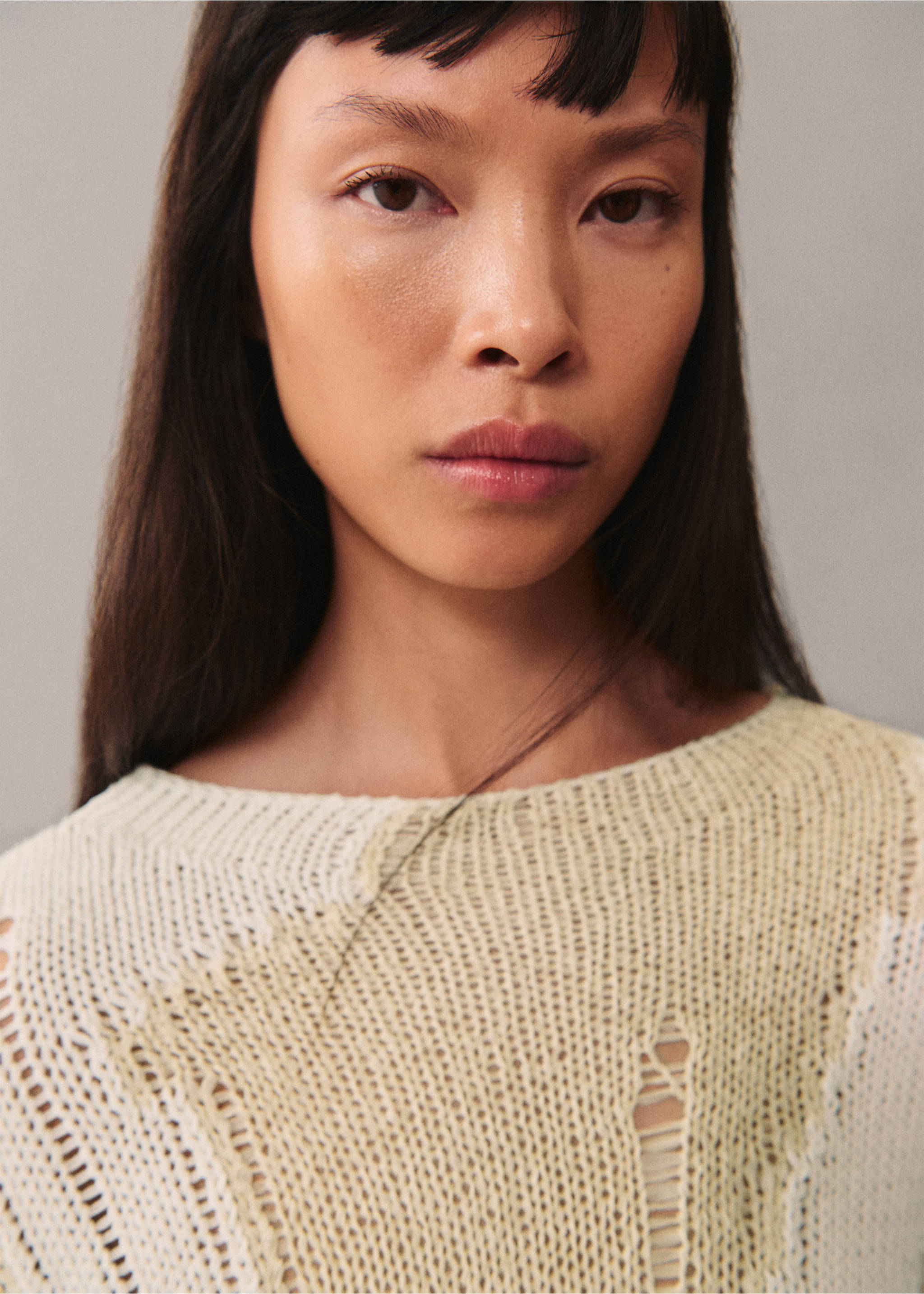 Knitted sweater - Medium plane, Ecru. Ref: 77005646-00.