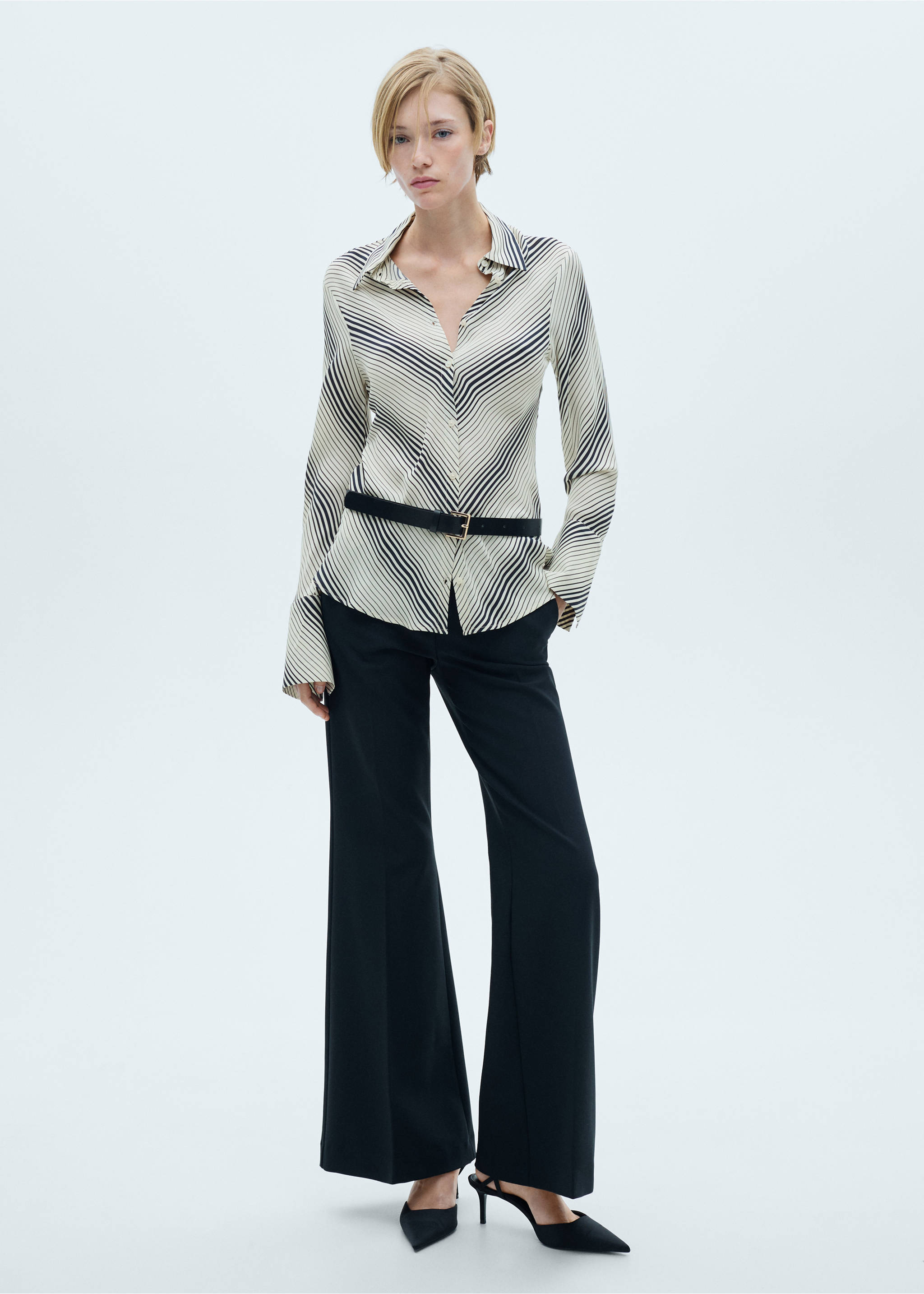 Striped shirt with flared sleeves - General plane, Off White. Ref: 77005653-00.