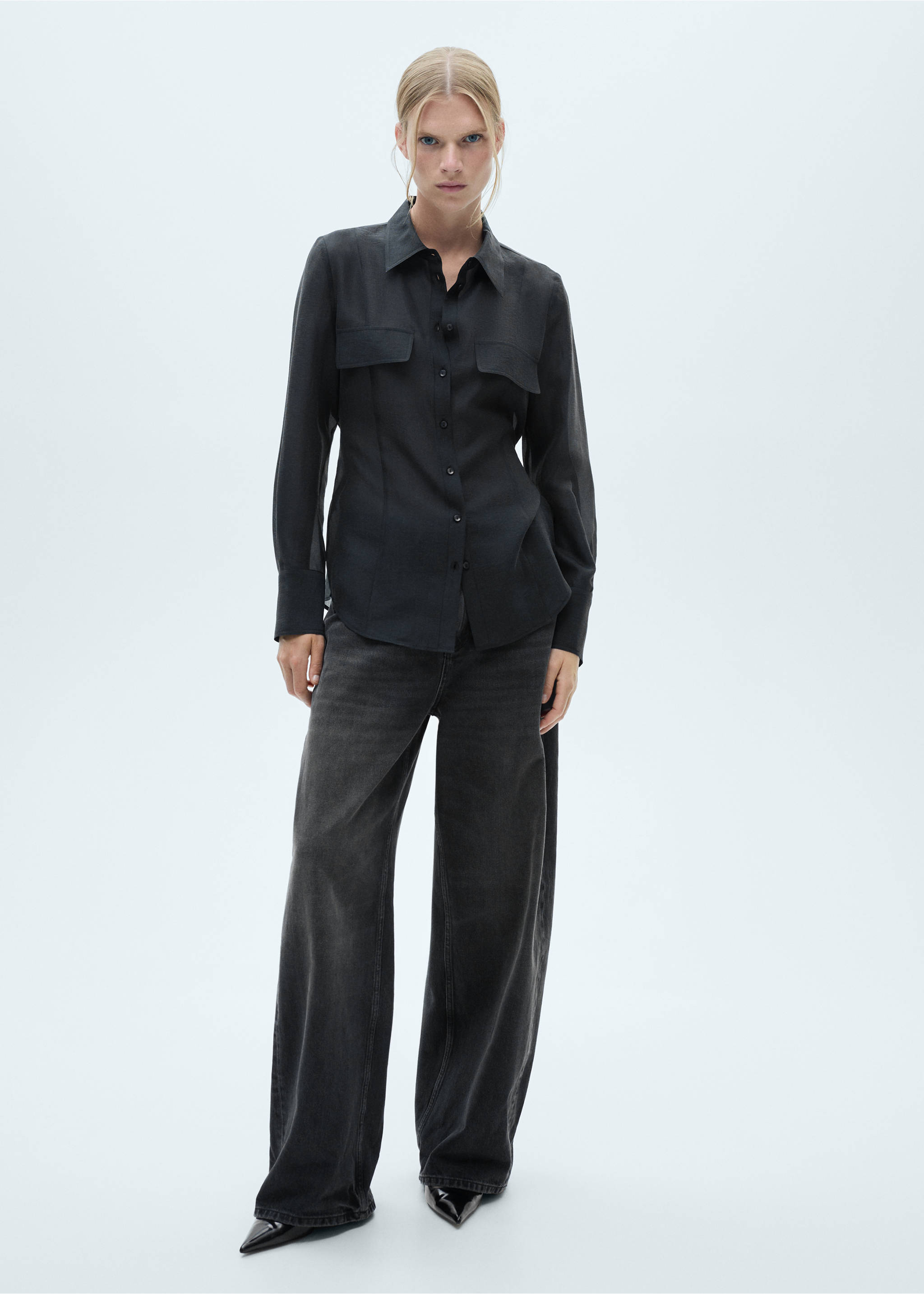 T-shirt i lyocell band - Allmän bild, Mellanbrun. Ref: 77005655-00.