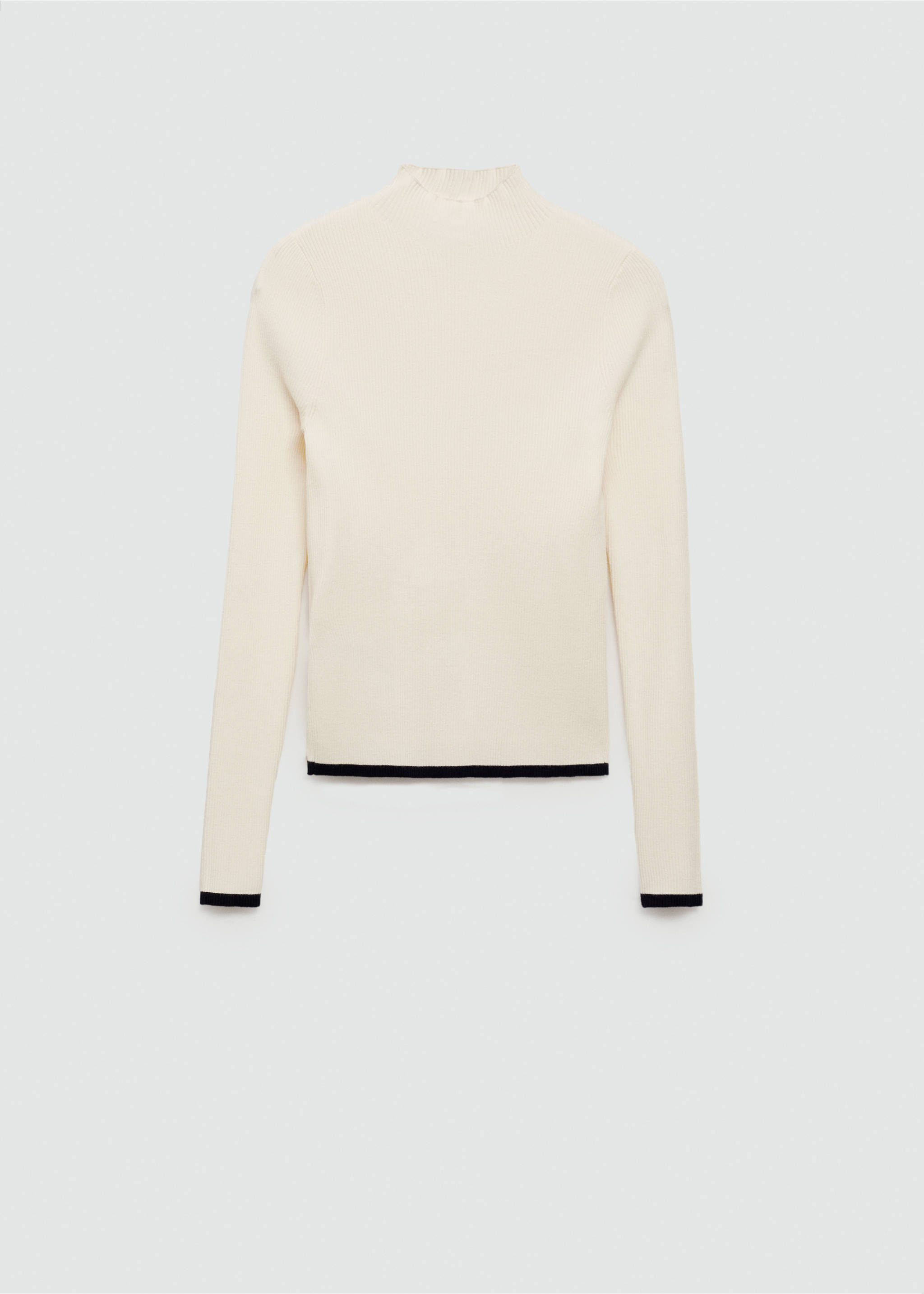 Ribbed sweater with perkins neck - Article without model, Ecru. Ref: 77005662-00.