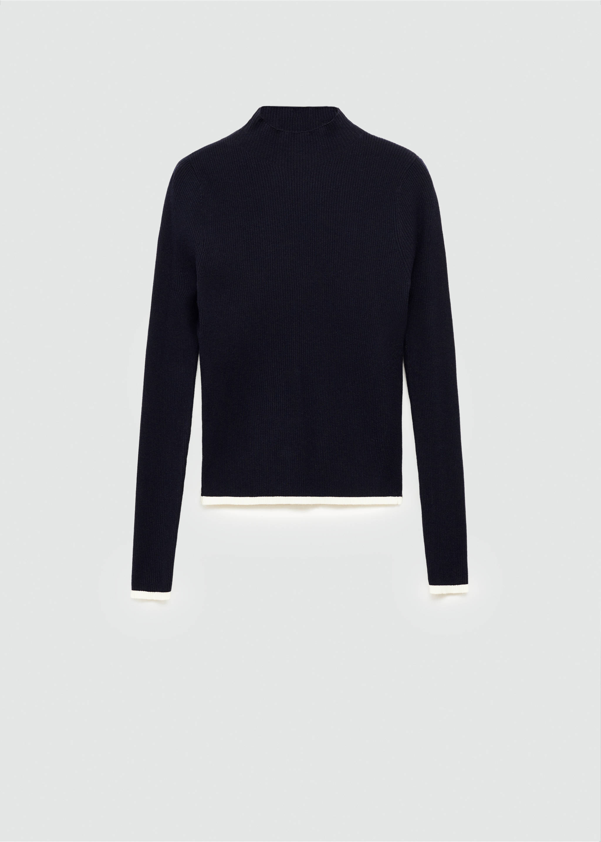 Ribbed sweater with perkins neck - Article without model, Dark Navy. Ref: 77005662-00.