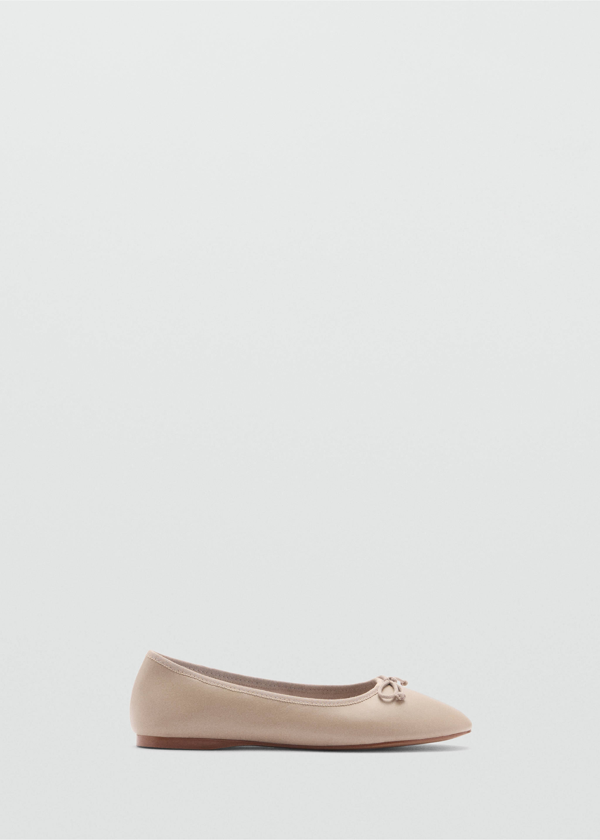 Leather ballet flats with bow - Article without model, Light/Pastel Brown. Ref: 77005667-00.