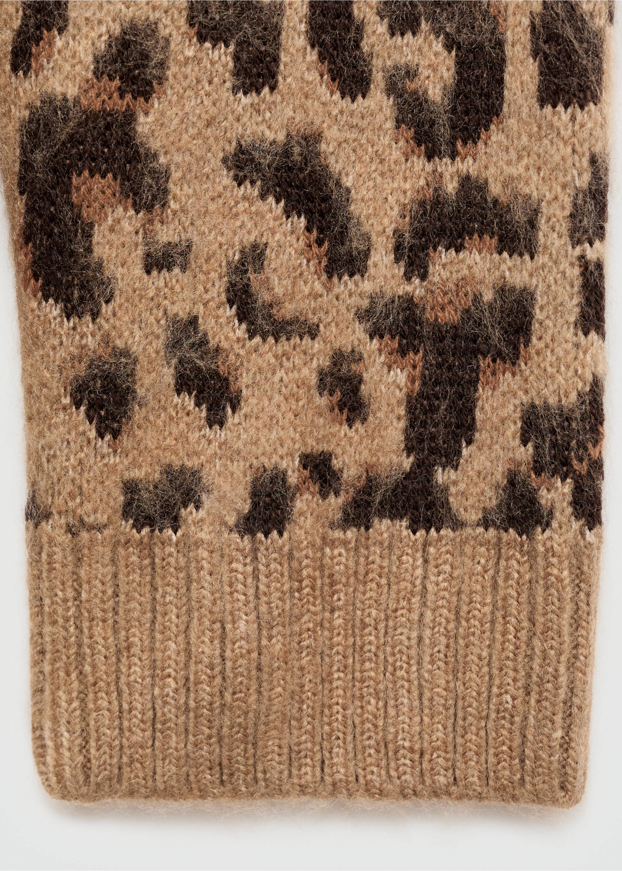 Leopard-print sweater with contrasting trims - Details of the article 0, Brown. Ref: 77005668-00.