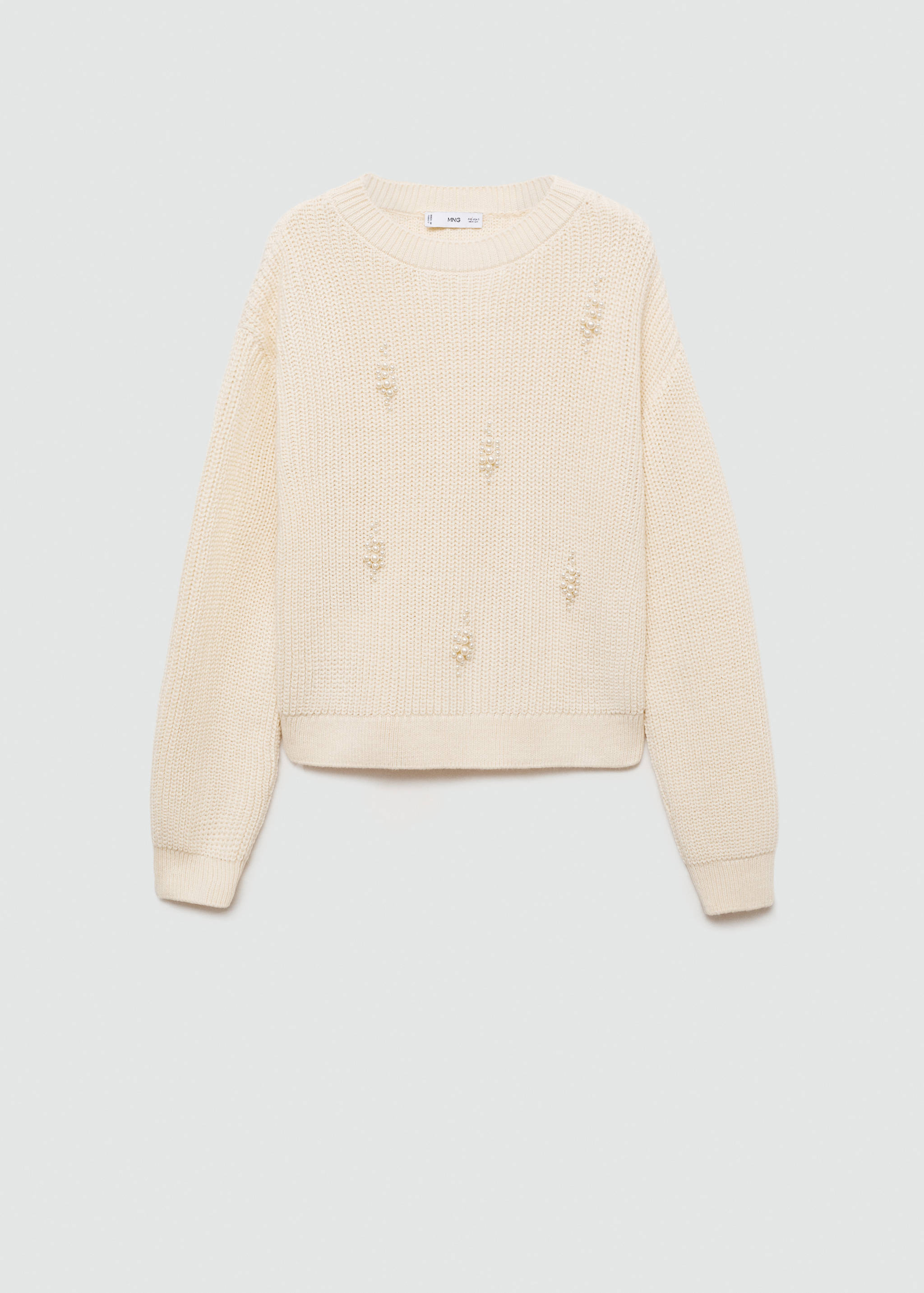 Perlenverzierter Grobstrickpullover - Artikel ohne Model
