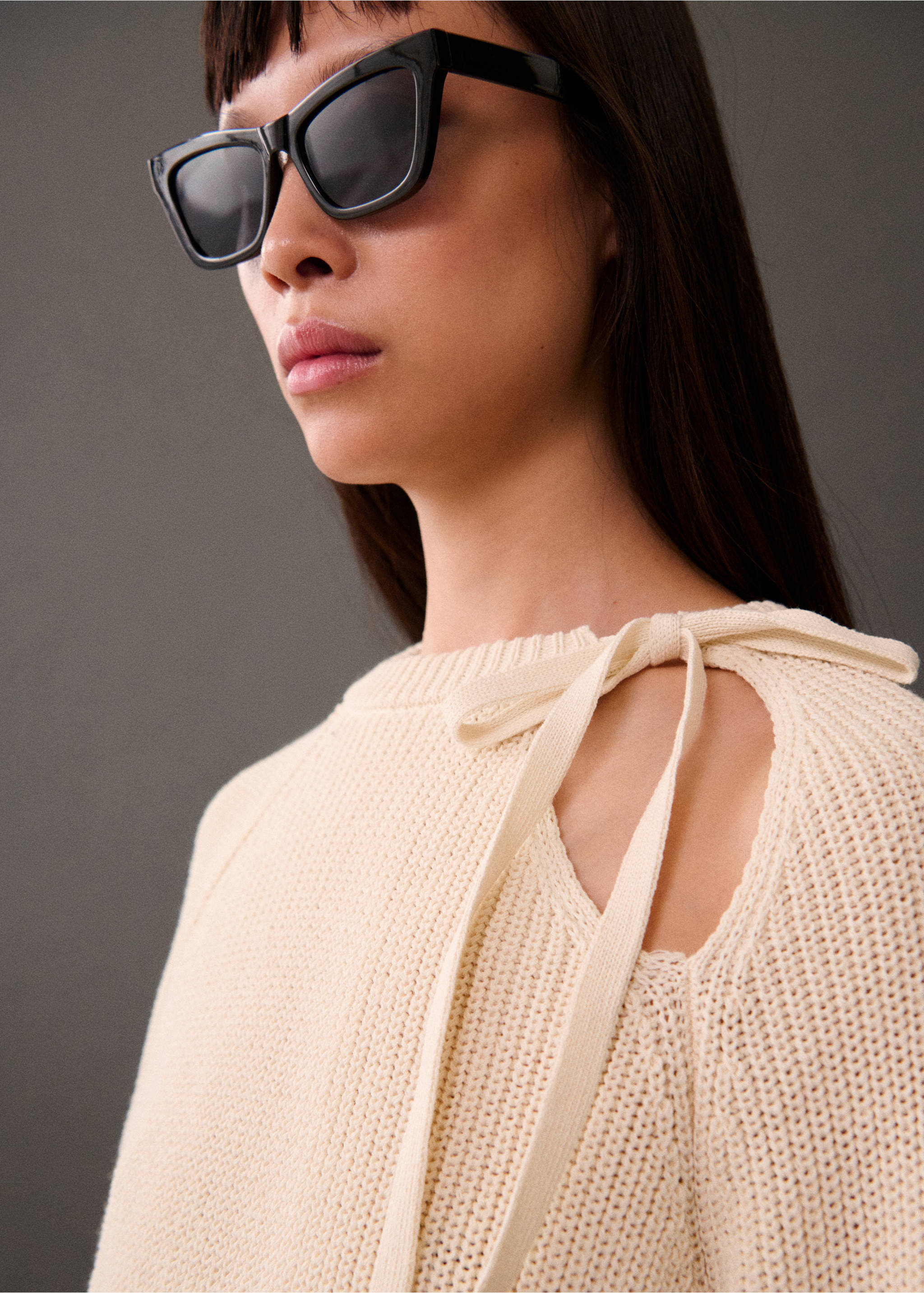 Pull-over maille ouvertures - Détail de l'article 1, Écru. Ref: 77005670-00.