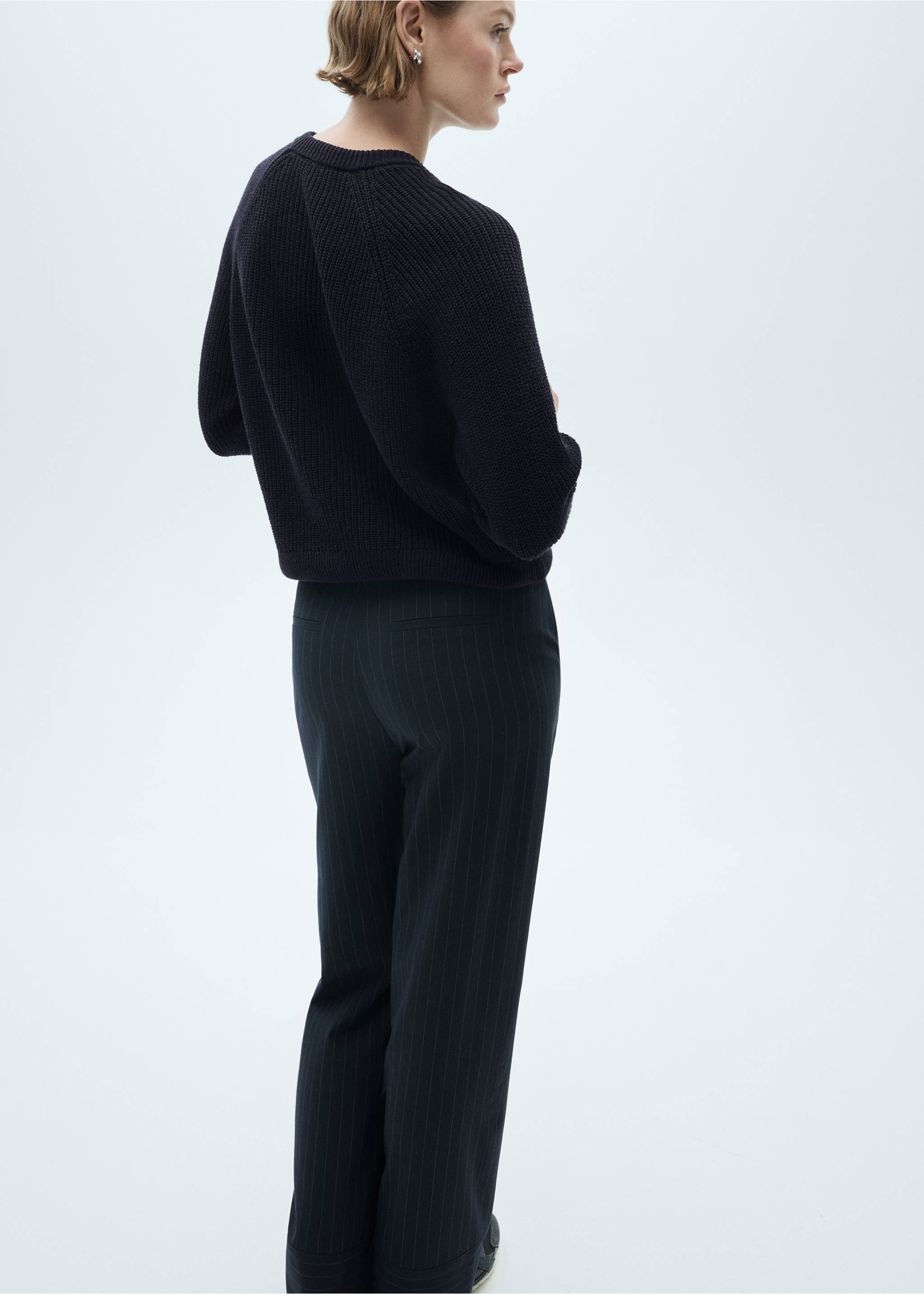 Cut-out knitted sweater - Reverse of the article, Dark Navy. Ref: 77005670-00.