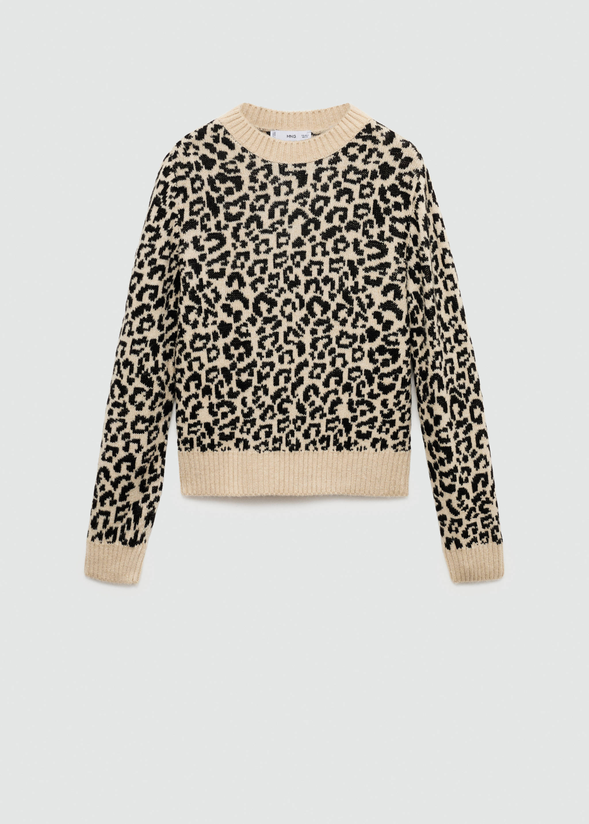 Pulover leopard cu terminații contrastante - Articol fără model