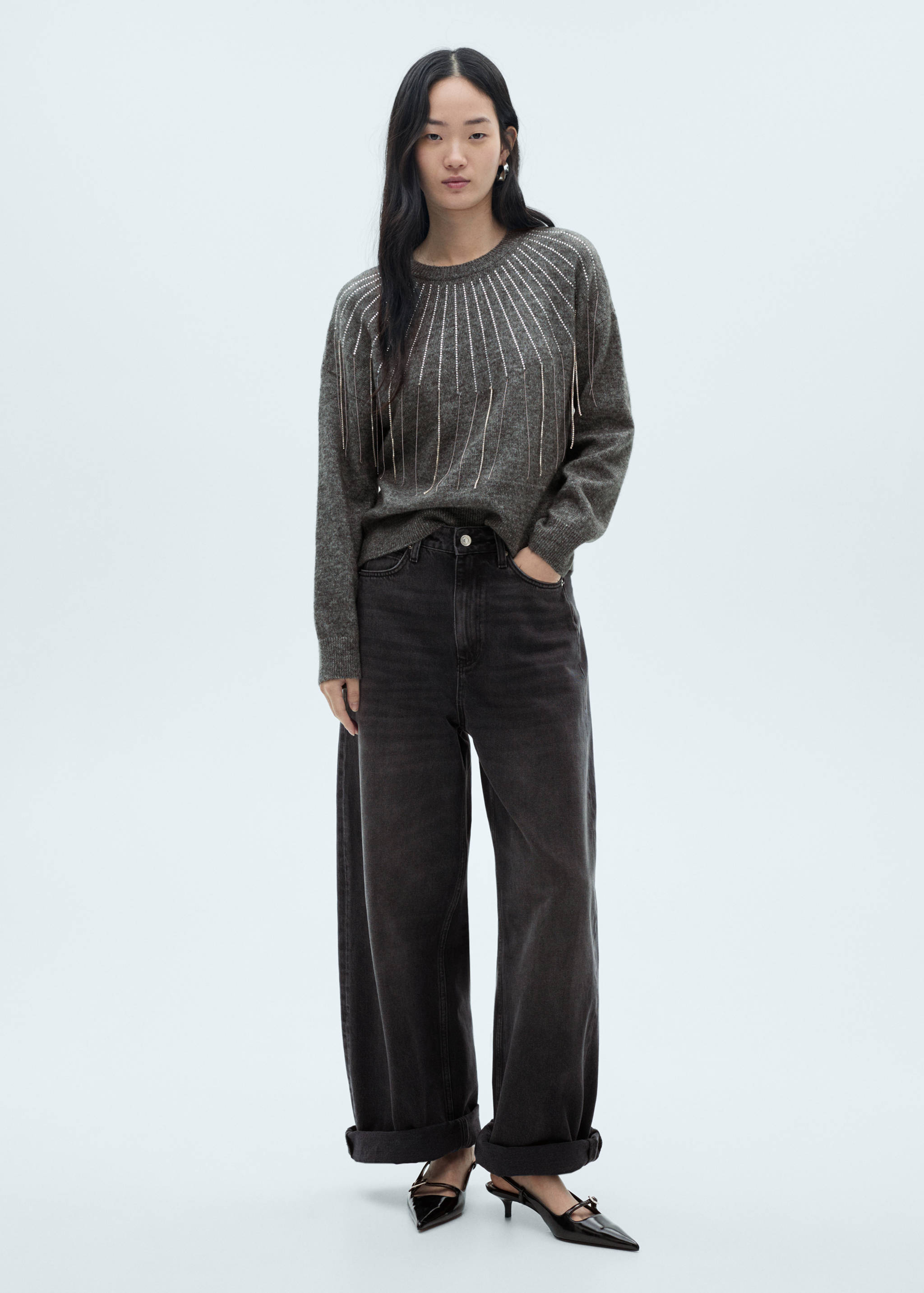 Knitted sweater with glitter detail - General plane