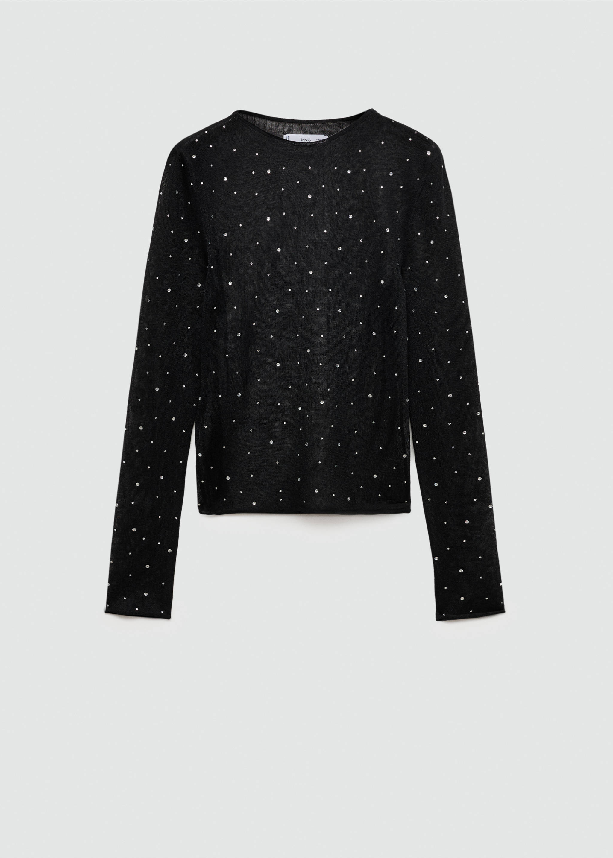 Pull-over maille fine strass - Article sans modèle, Noir. Ref: 77005675-00.