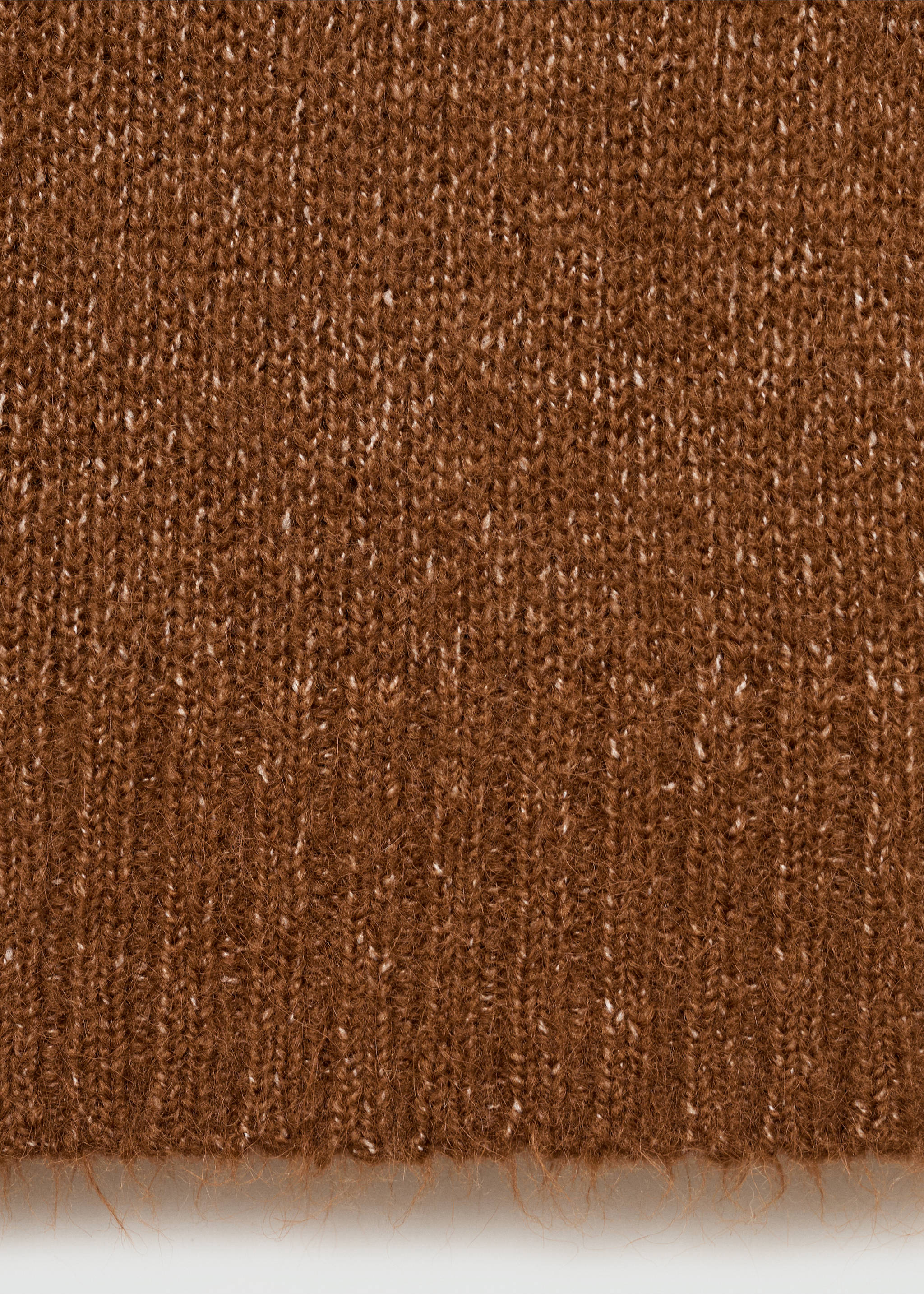 Knitted polo shirt with ribbed details - Details of the article 0, Brown. Ref: 77005676-00.