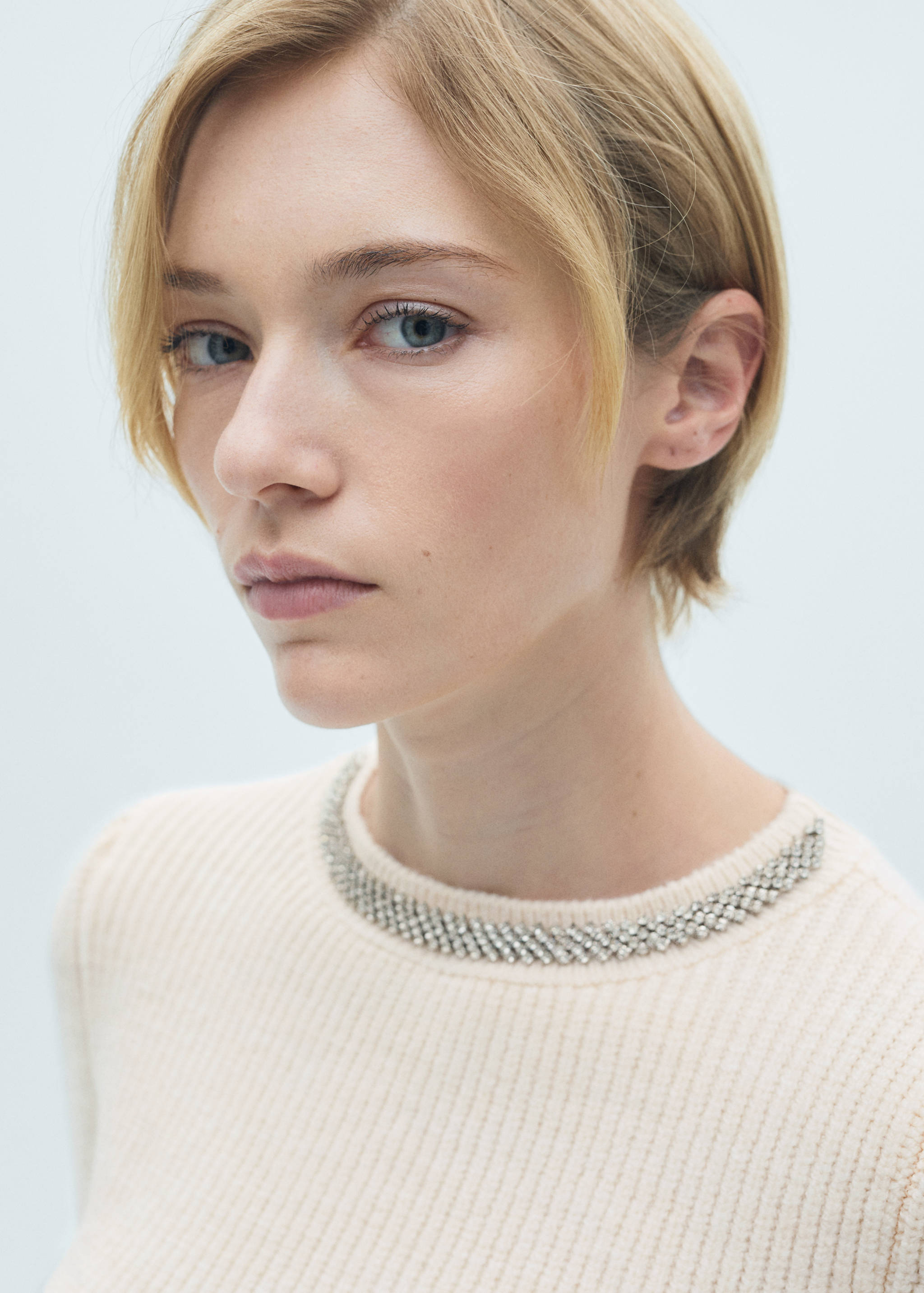 Sweater with rhinestone collar - Details of the article 1