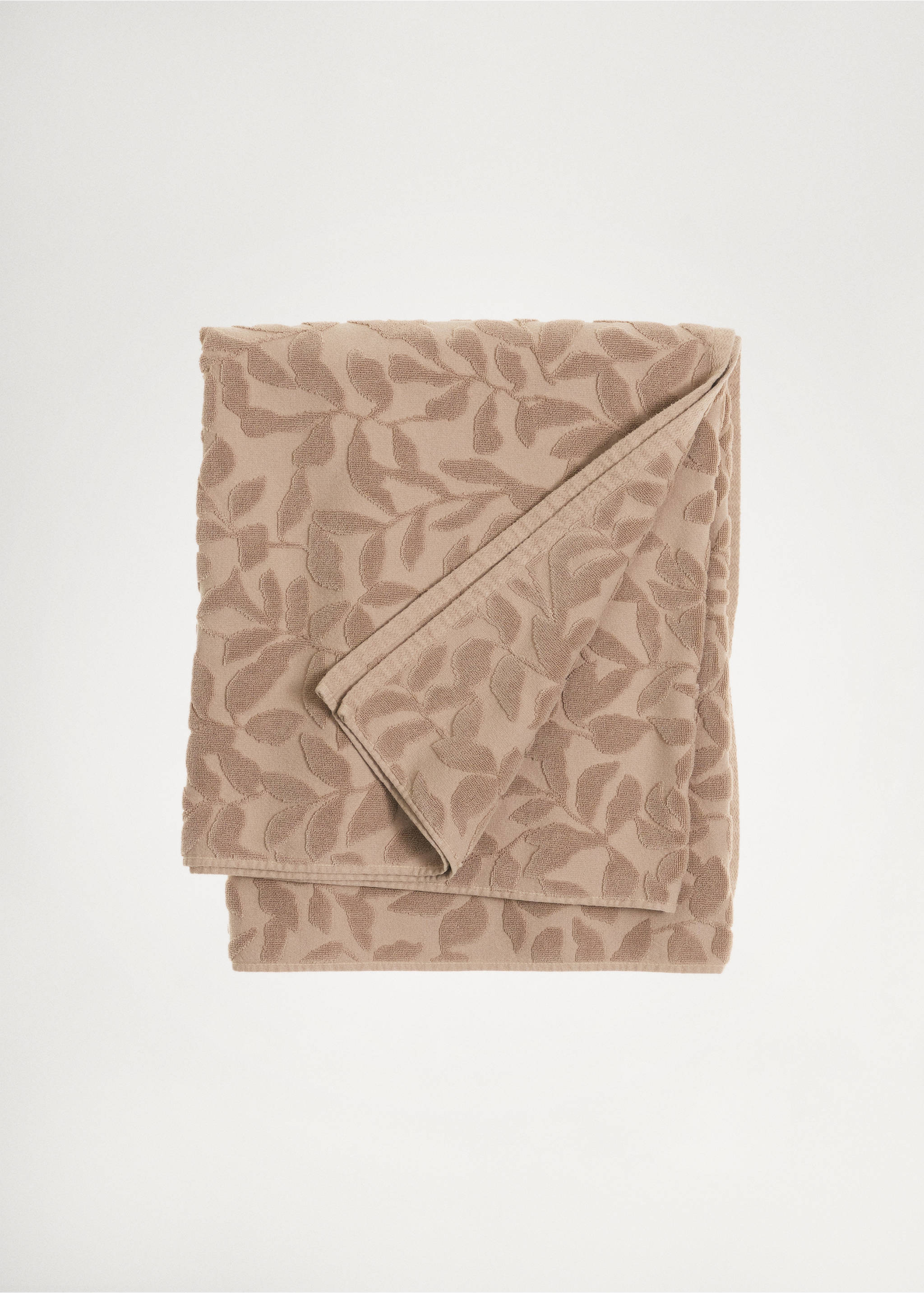 Jacquard flower bath towel 90x150cm - Details of the article 5, Brown. Ref: 77005681-00.