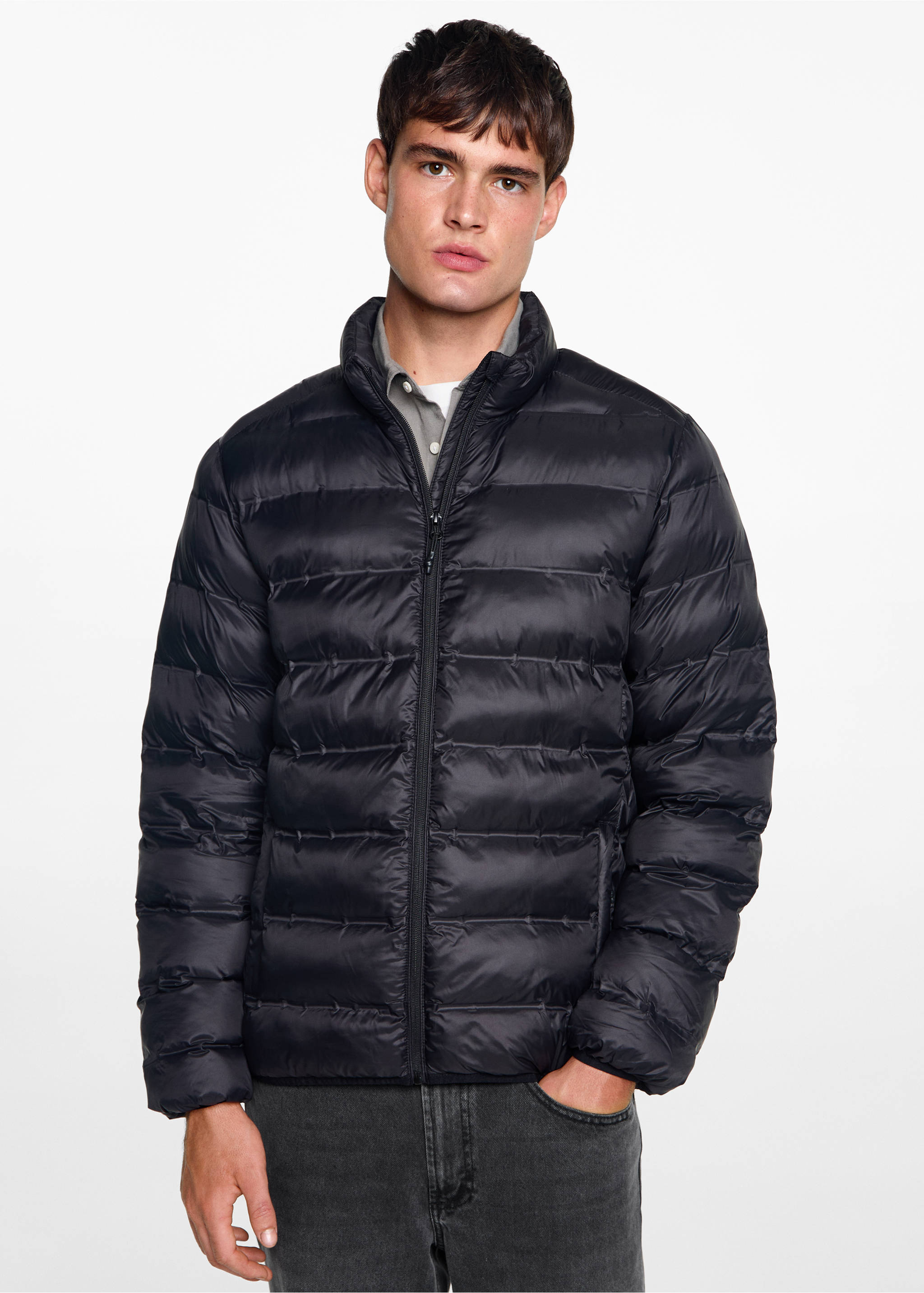 Steppanorak mit Zip - Mittlere Ansicht, Schwarz. Ref: 77005972-00.