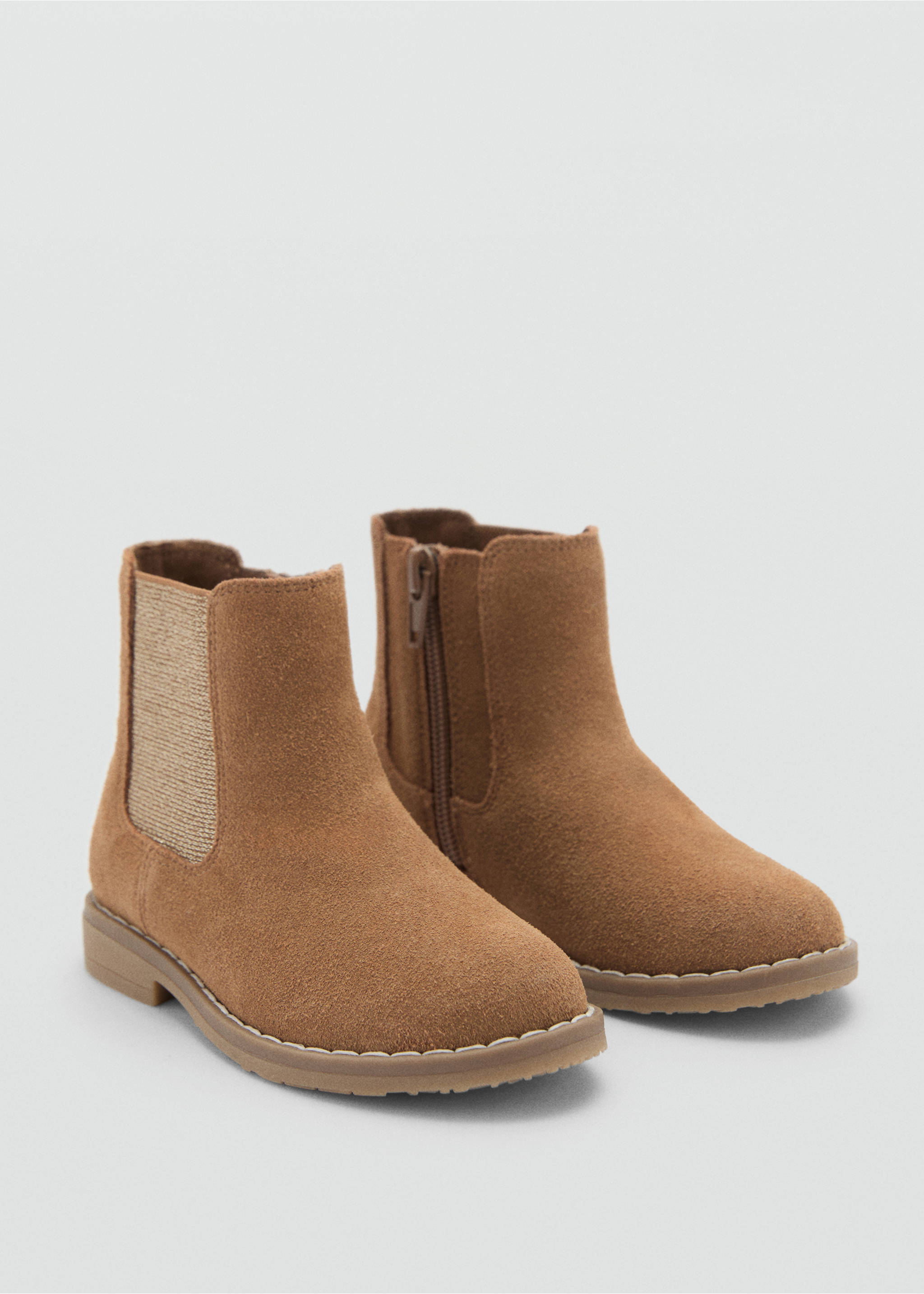 Lederstiefeletten mit flachem Absatz - Mittlere Ansicht, Mittelbraun. Ref: 77005973-00.