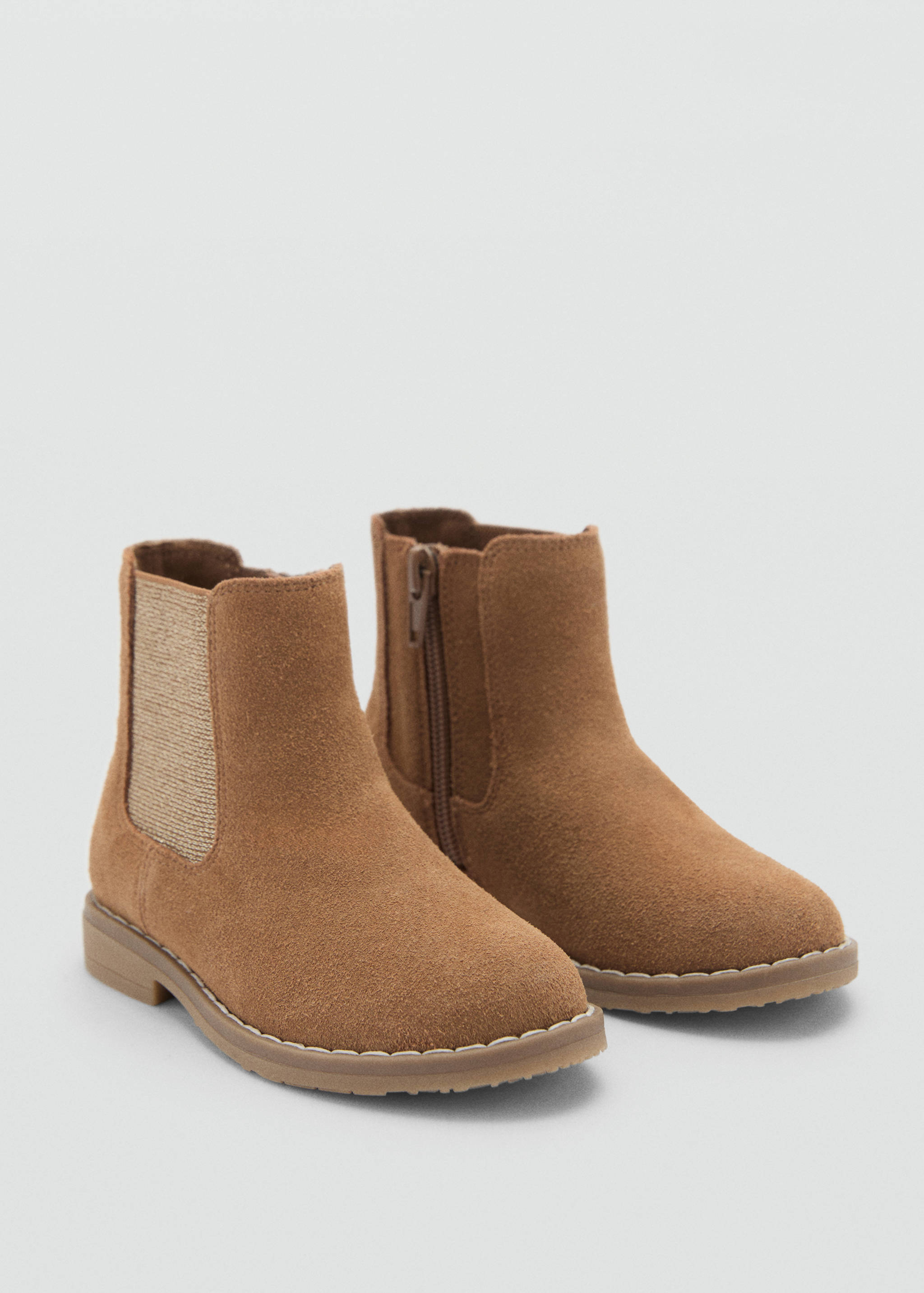 Lederstiefeletten mit flachem Absatz - Mittlere Ansicht