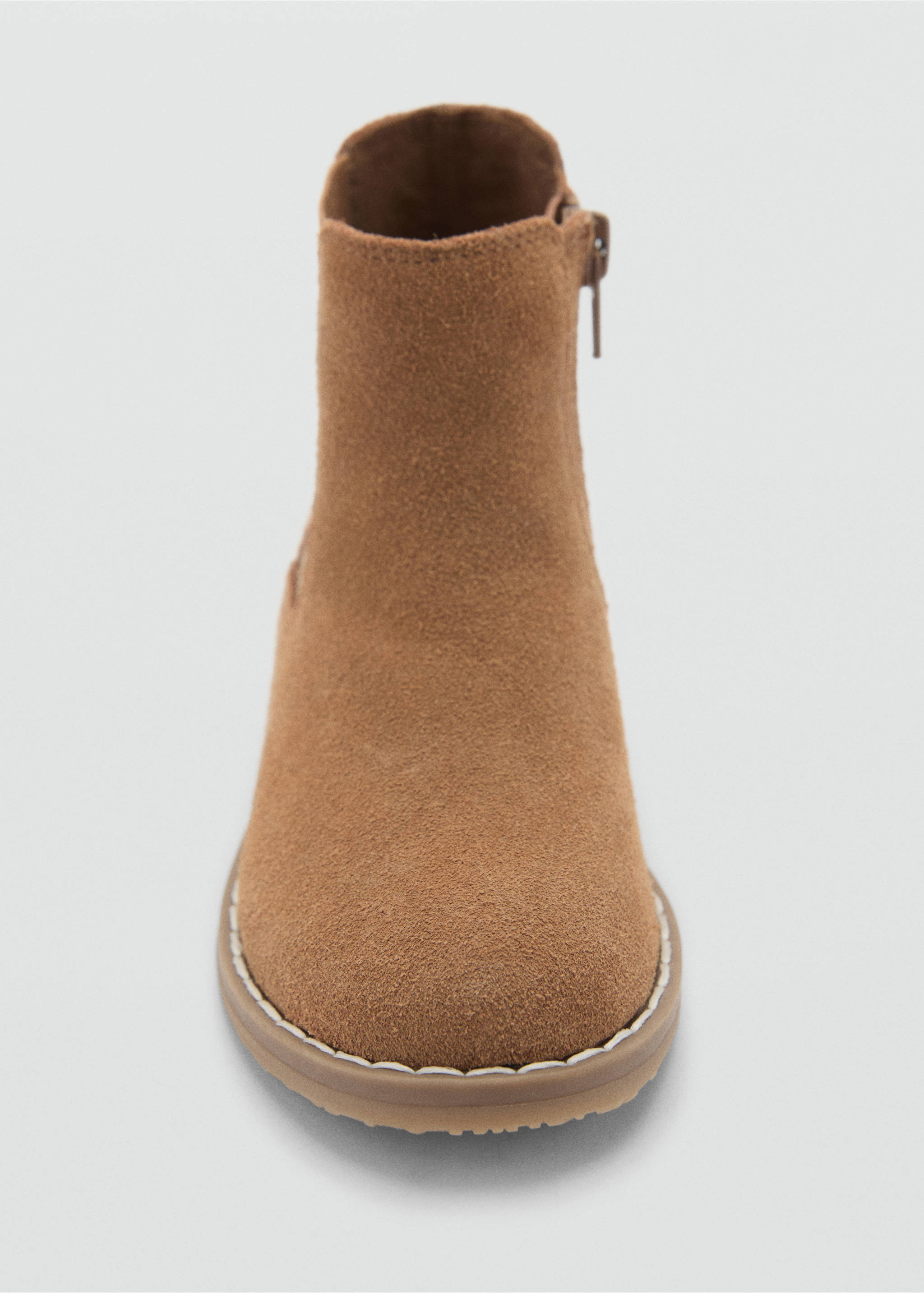 Lederstiefeletten mit flachem Absatz - Detail des Artikels 2, Mittelbraun. Ref: 77005973-00.