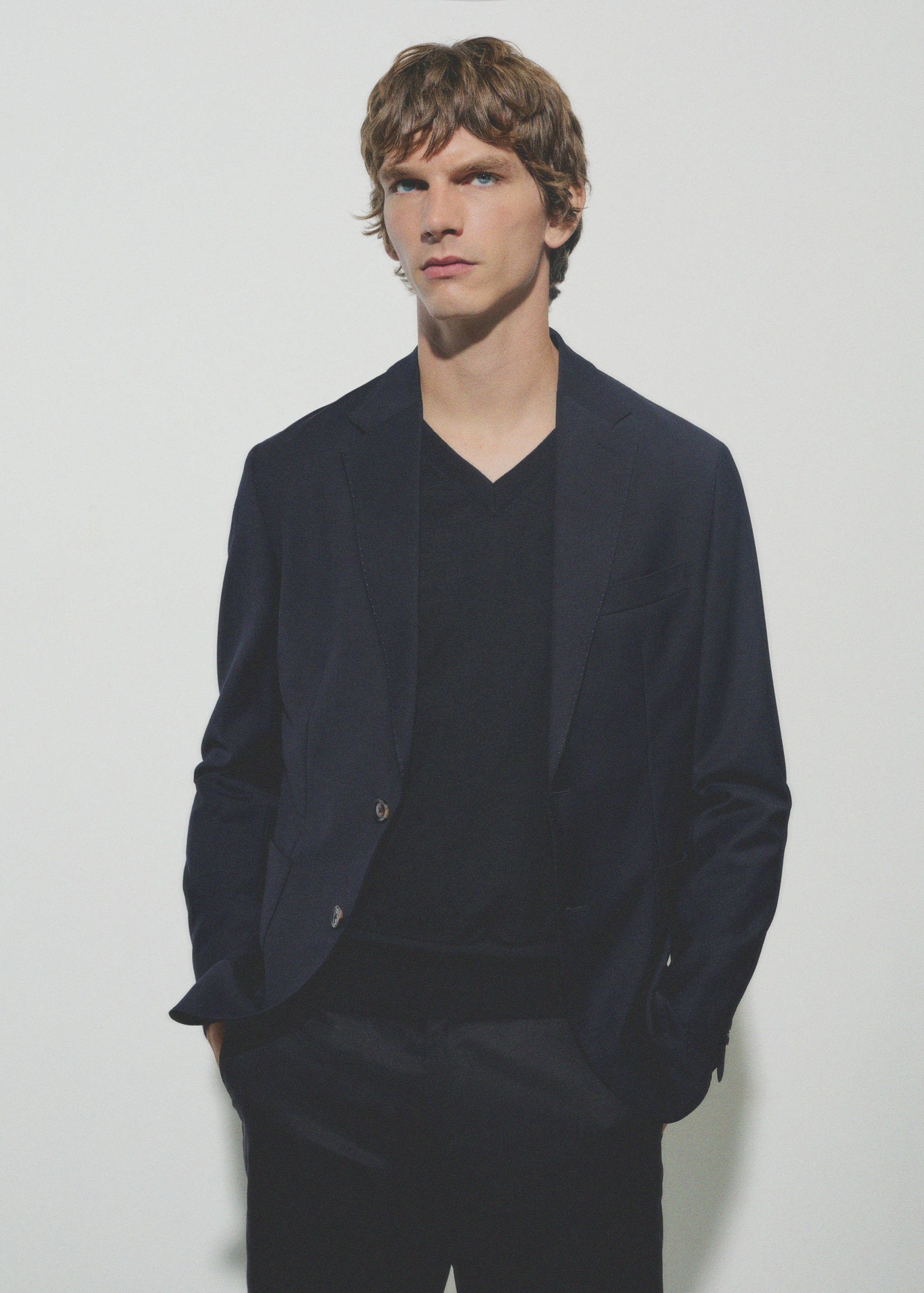 Blazer de lã slim fit com bolsos - Pormenor do artigo 3