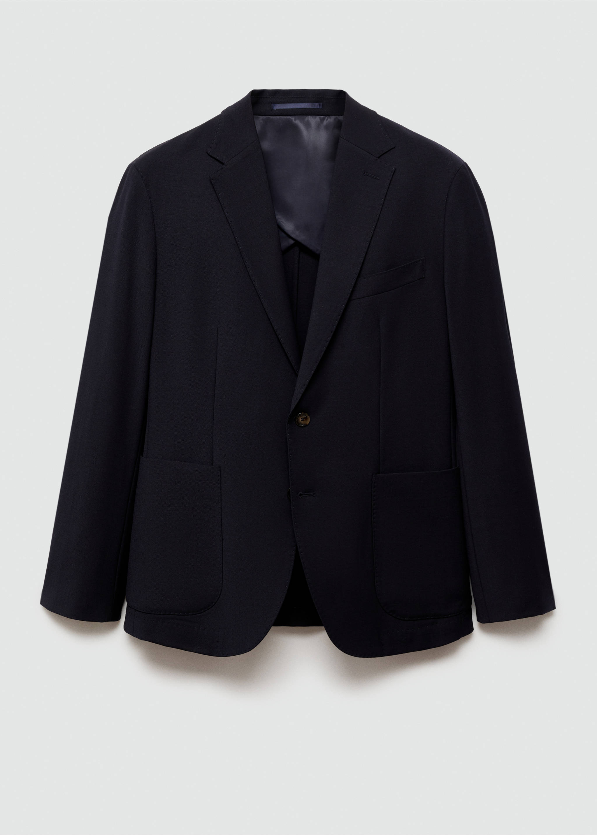 Americana llana slim fit butxaques - Article sense model, Blau marí fosc. Ref: 77005975-00.