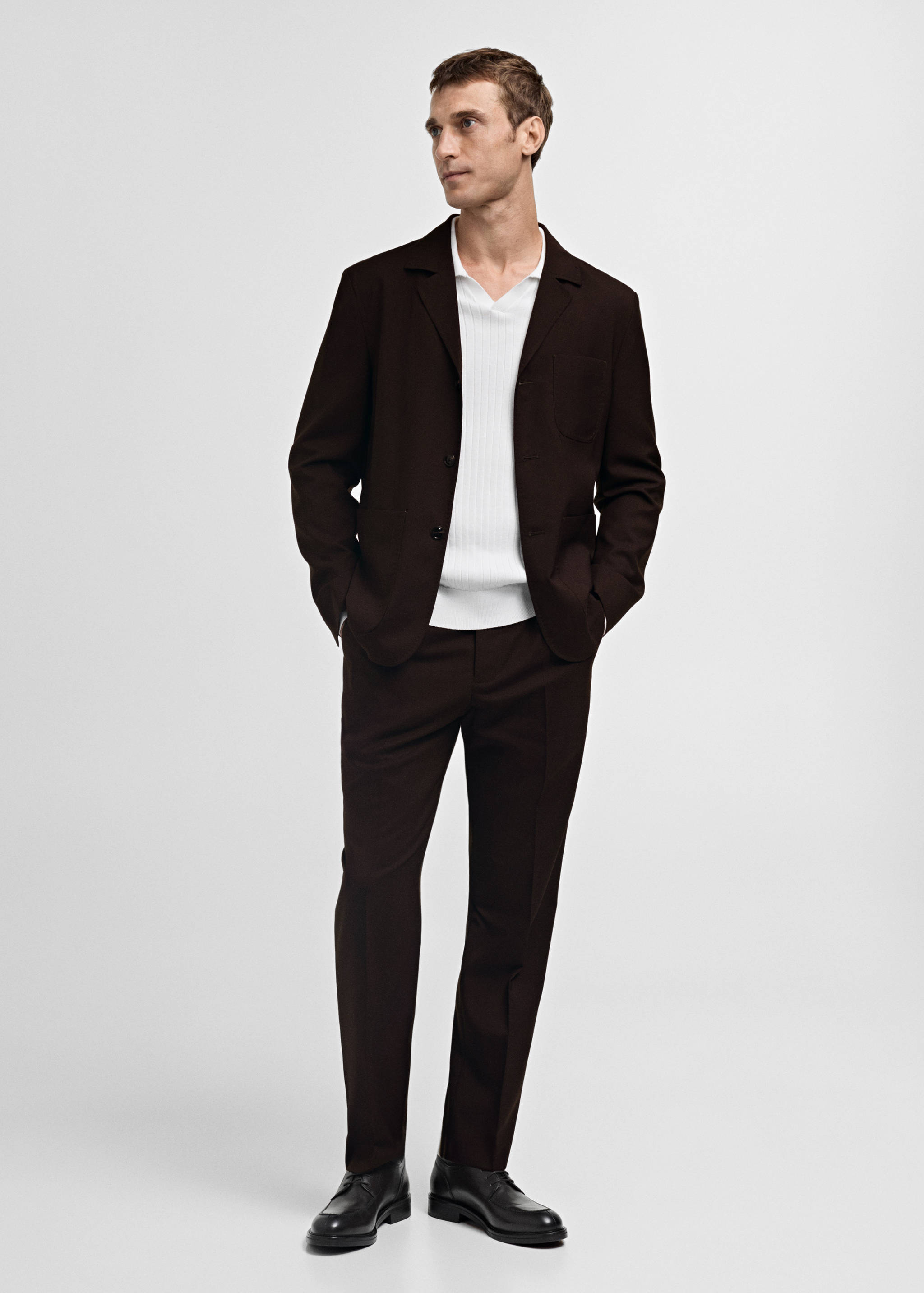 100% wool slim-fit suit jacket - General plane