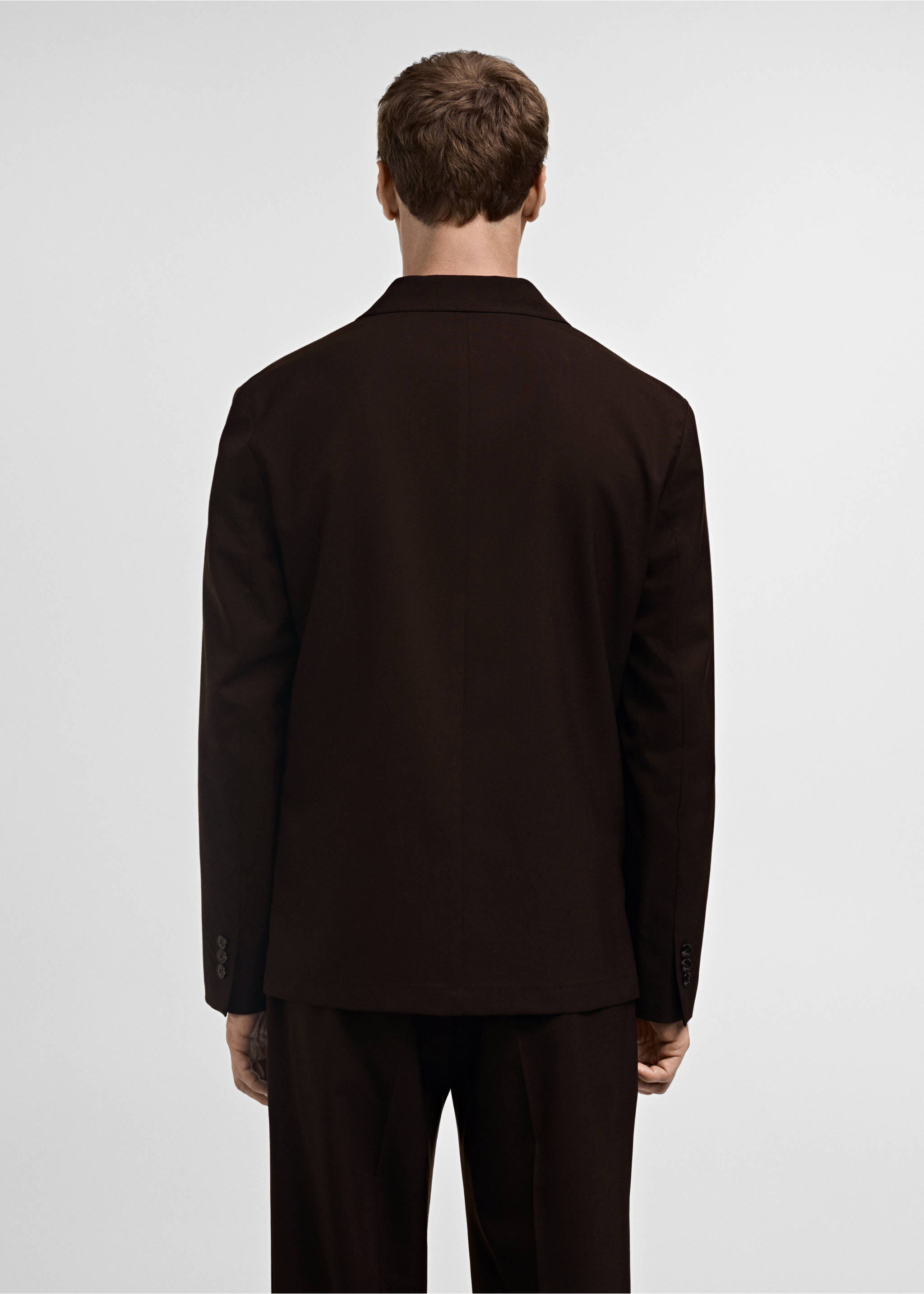 Kavaj i 100 % ull slim fit - Artikelns baksida, Brun. Ref: 77005976-00.