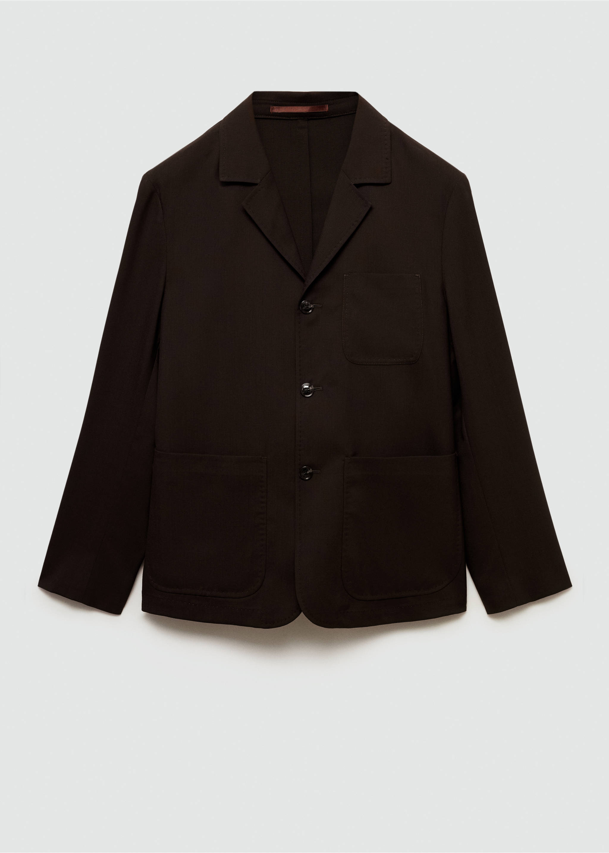 Kavaj i 100 % ull slim fit - Artikel utan modell, Brun. Ref: 77005976-00.