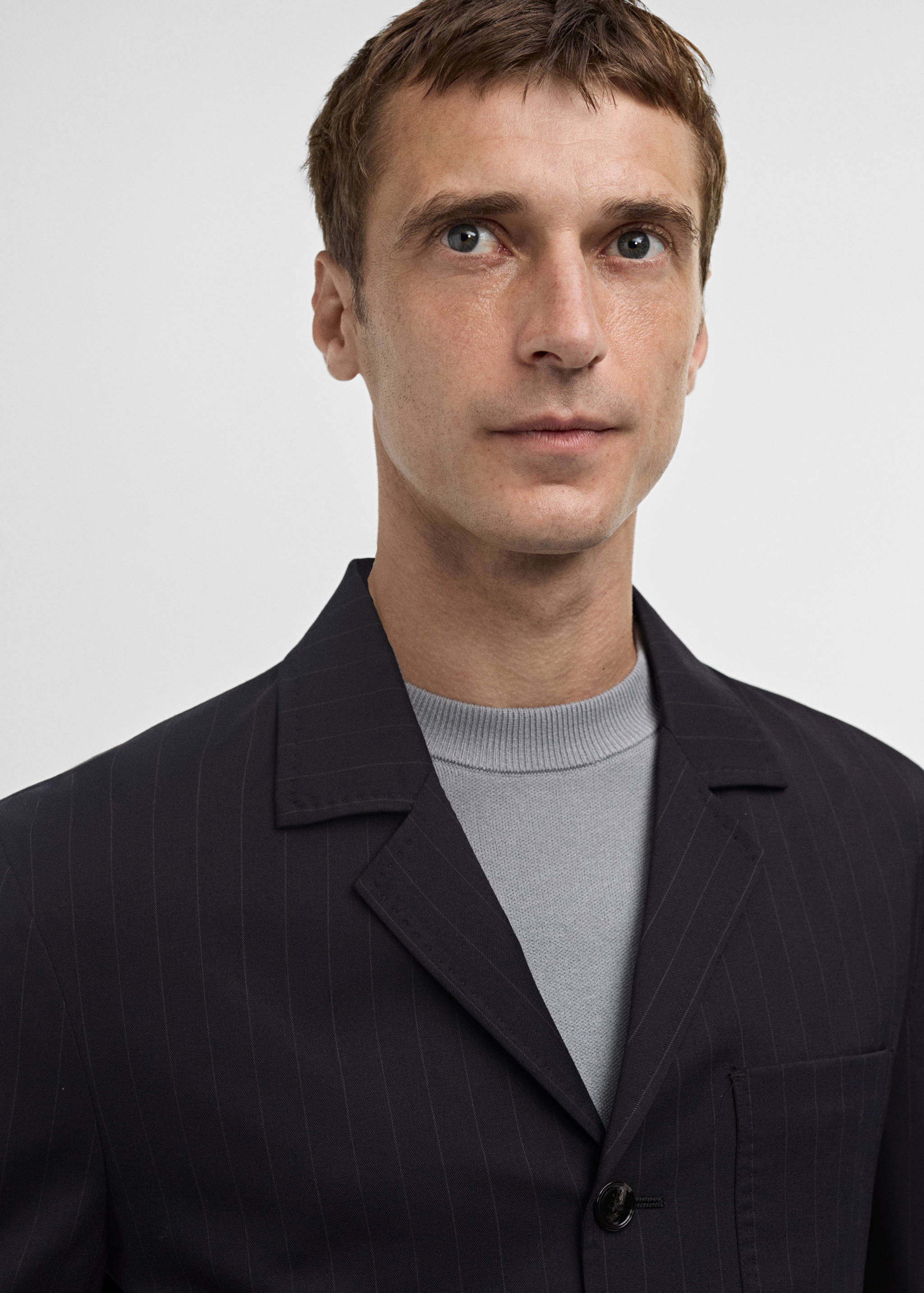 Wool-blend slim-fit suit jacket with stripes - Details of the article 1