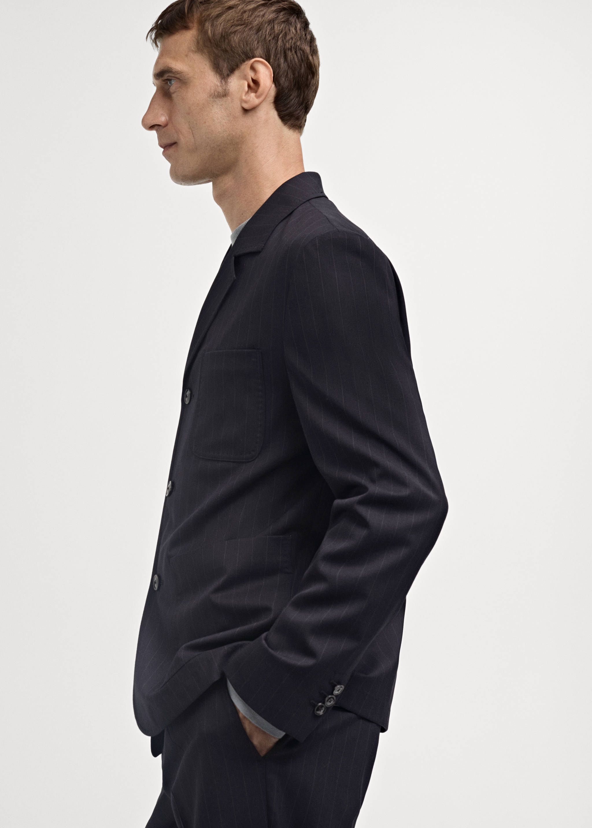 Wool-blend slim-fit suit jacket with stripes - Details of the article 2