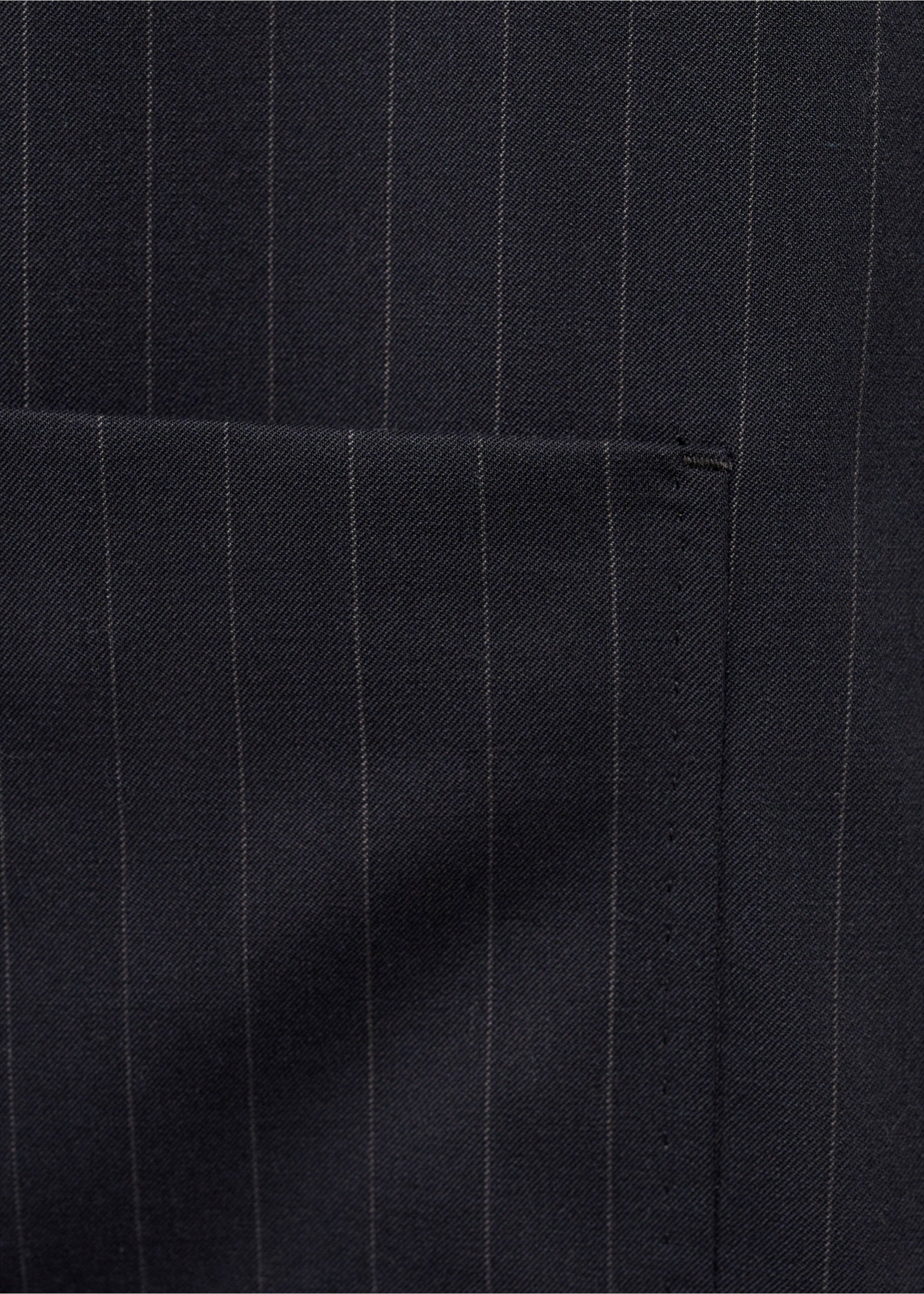 Wool-blend slim-fit suit jacket with stripes - Details of the article 0, Dark Navy. Ref: 77005977-00.