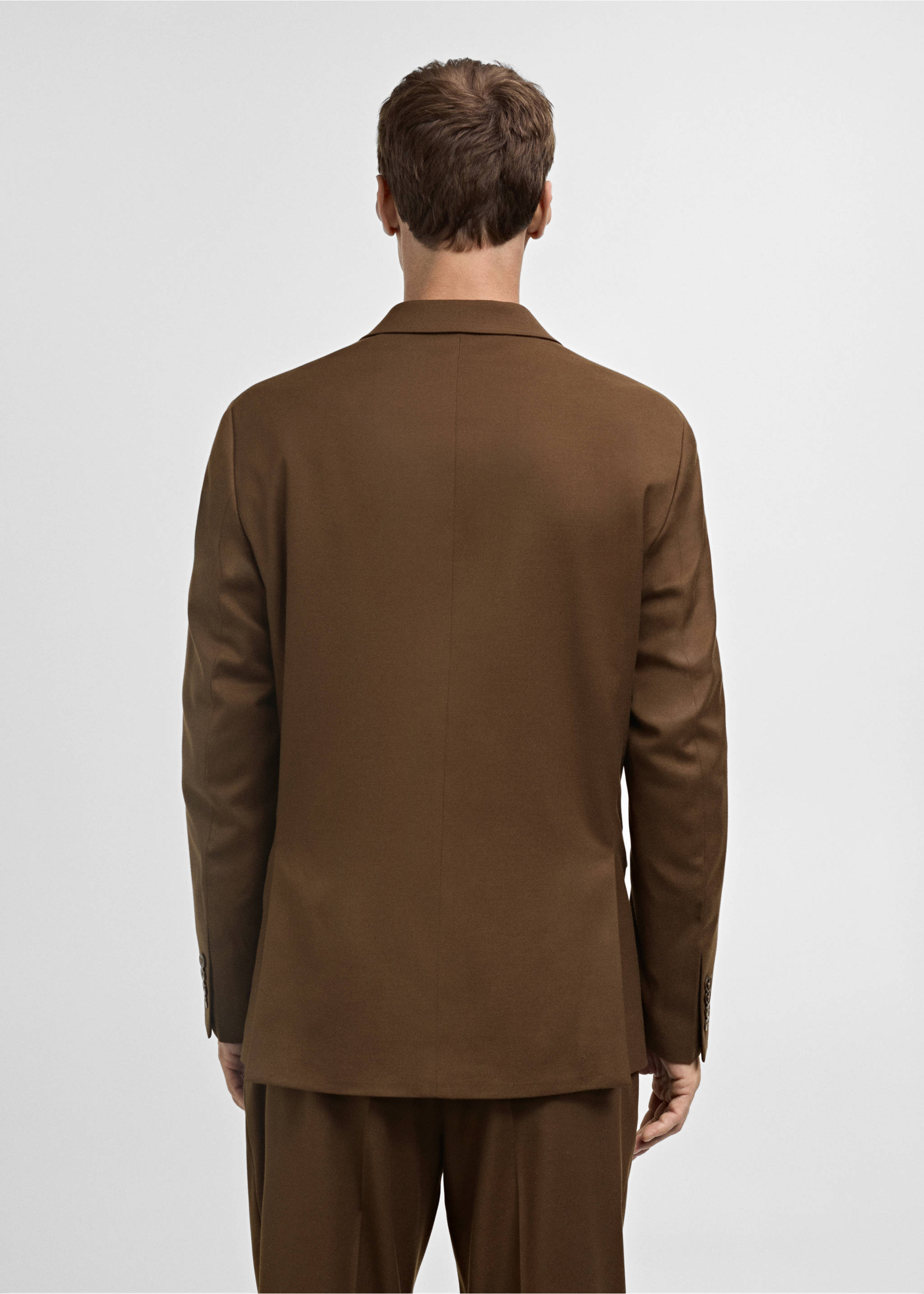 Slim-fit double-breasted suit jacket - Reverse of the article, Brown. Ref: 77005978-00.