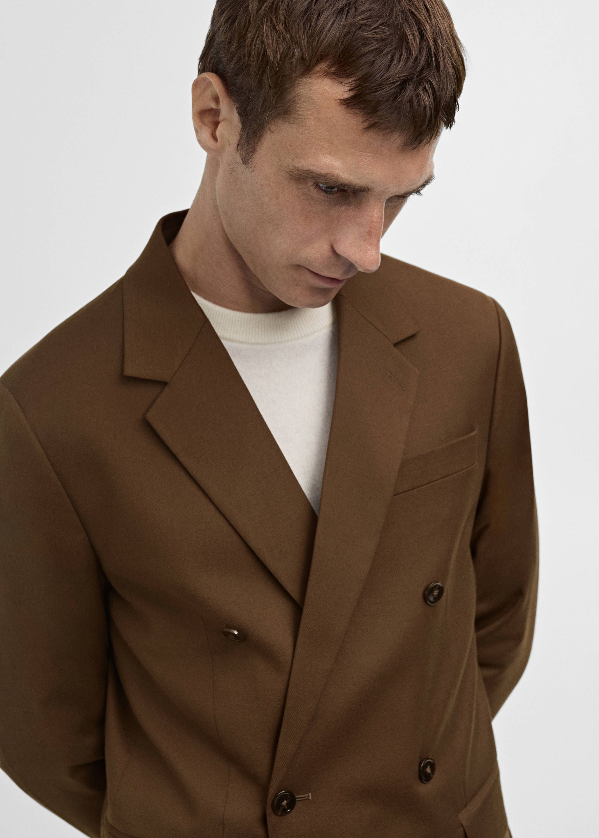 Slim-fit double-breasted suit jacket - Details of the article 1
