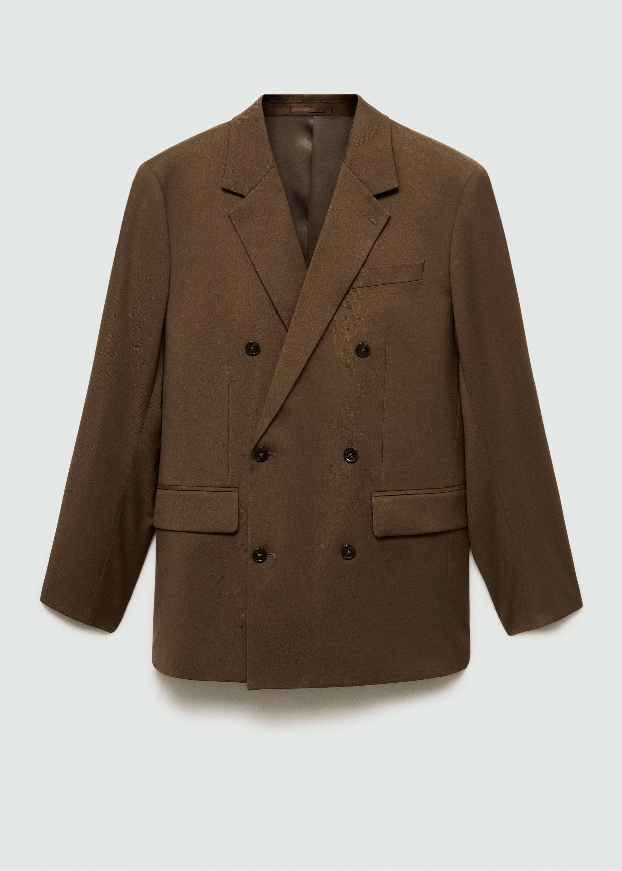 Slim-fit double-breasted suit jacket - Article without model, Brown. Ref: 77005978-00.
