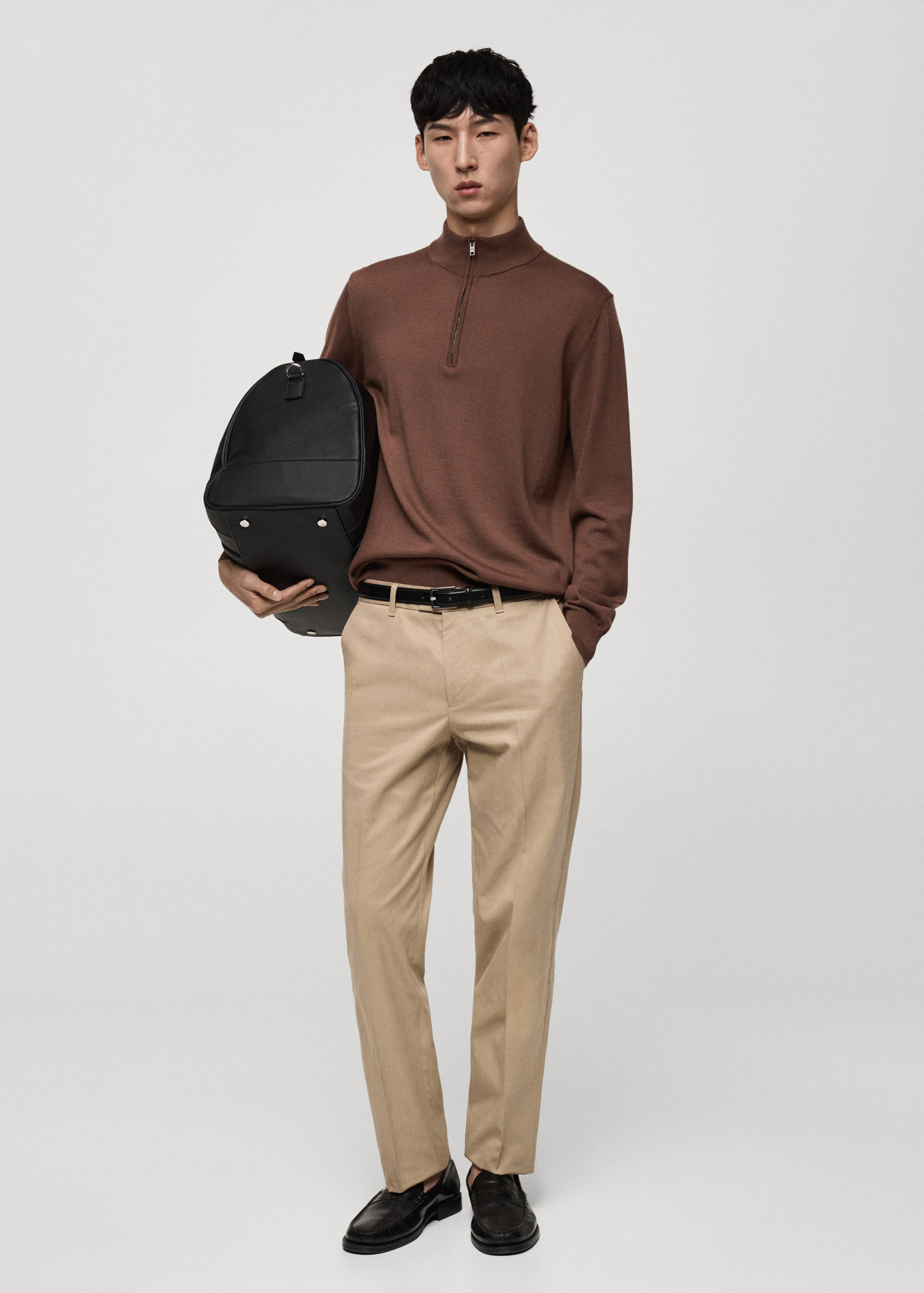 100% merino wool sweater with zip-neck - General plane