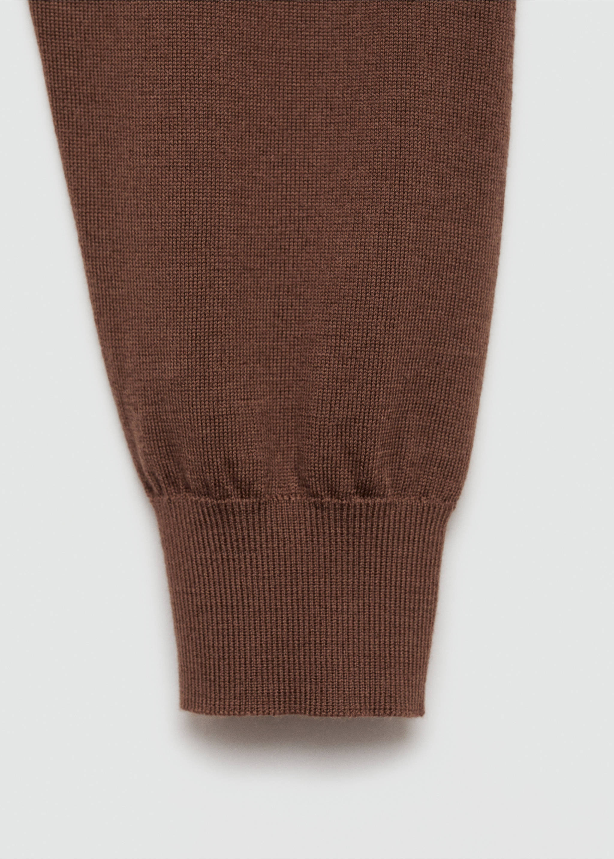 100% merino wool sweater with zip-neck - Details of the article 0, Medium Brown. Ref: 77005979-00.