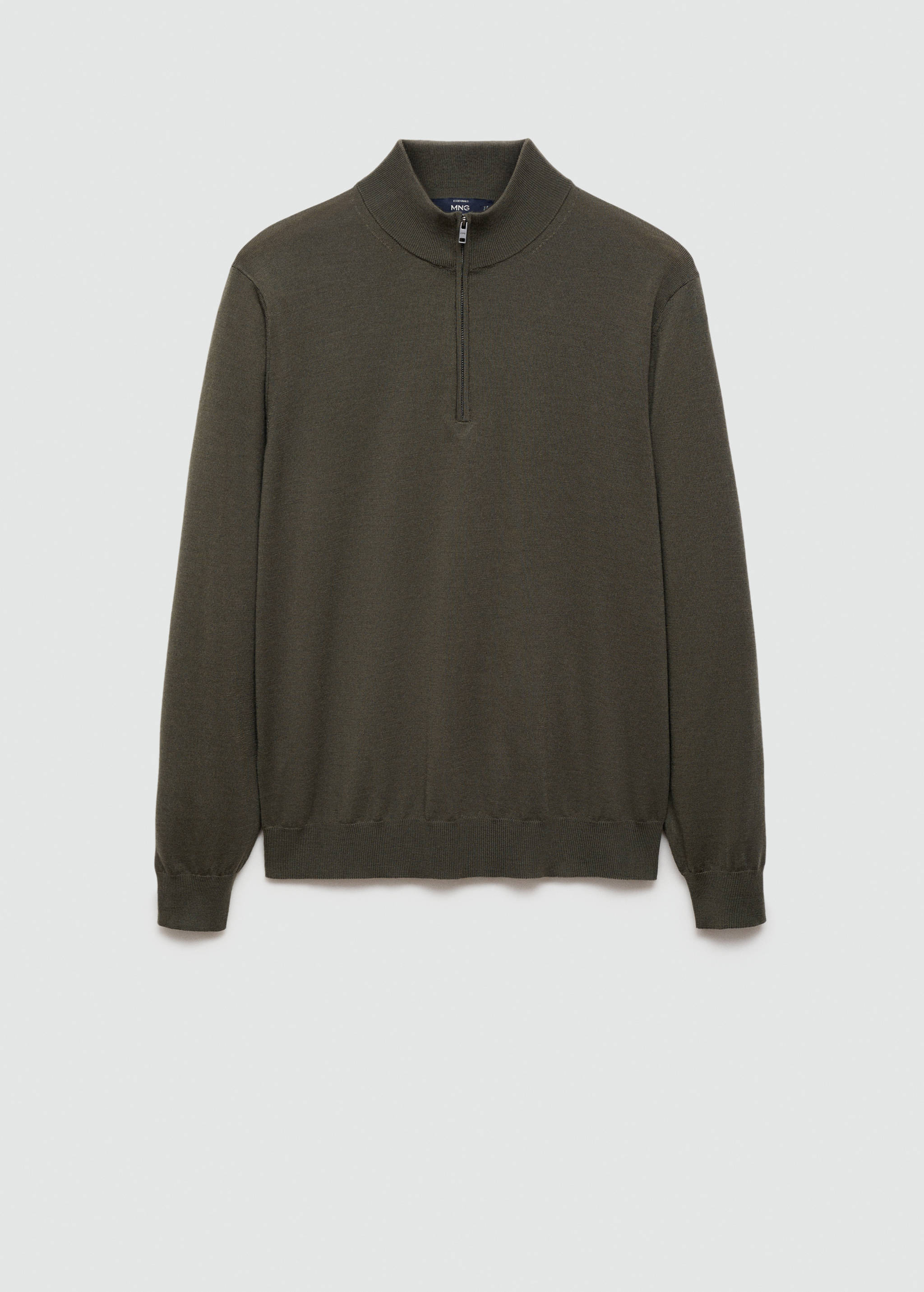 100% merino wool sweater with zip-neck - Article without model