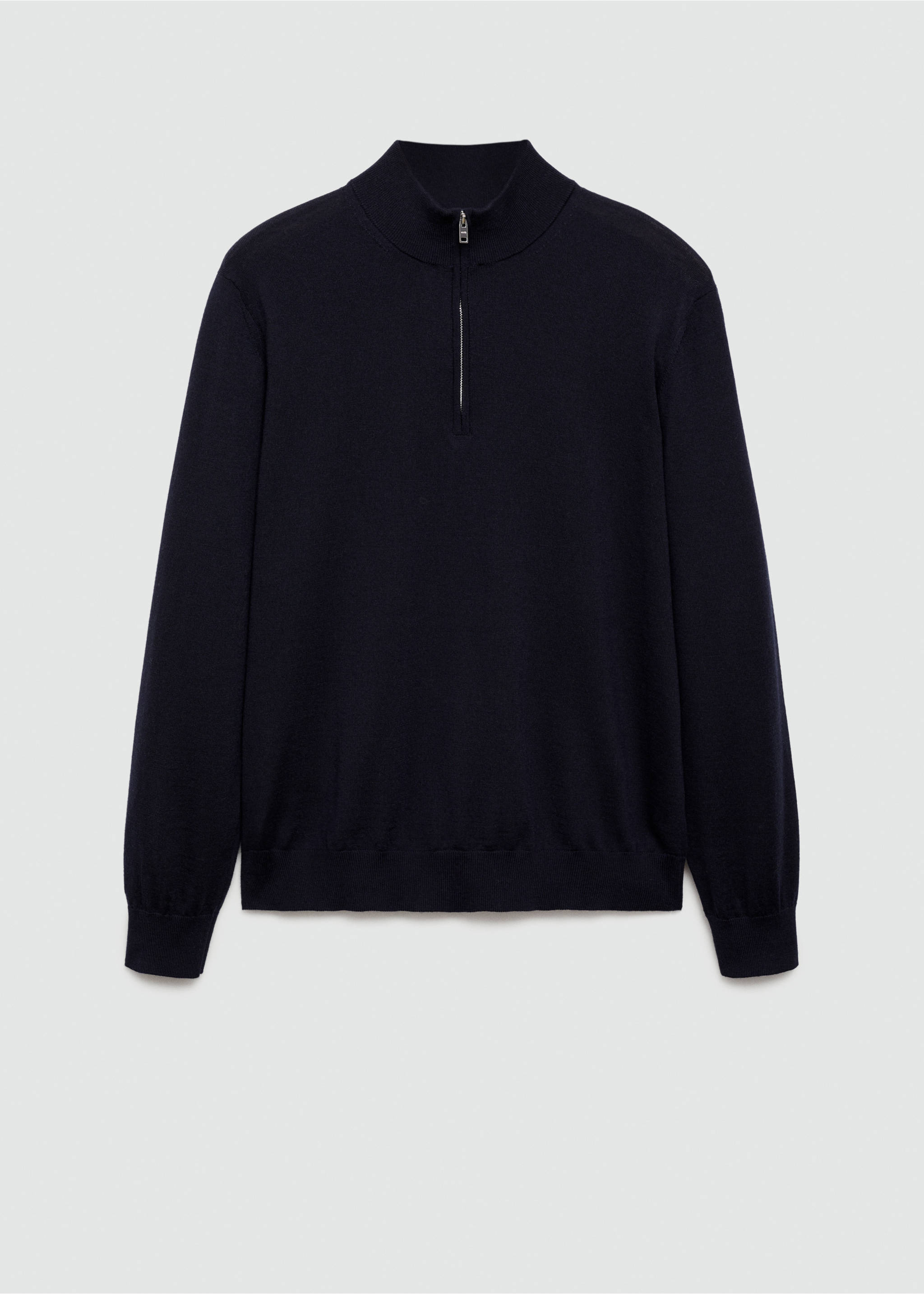 Pullover aus 100 % Merinowolle mit Zip-Kragen - Artikel ohne Model, Dunkles Marineblau. Ref: 77005979-00.